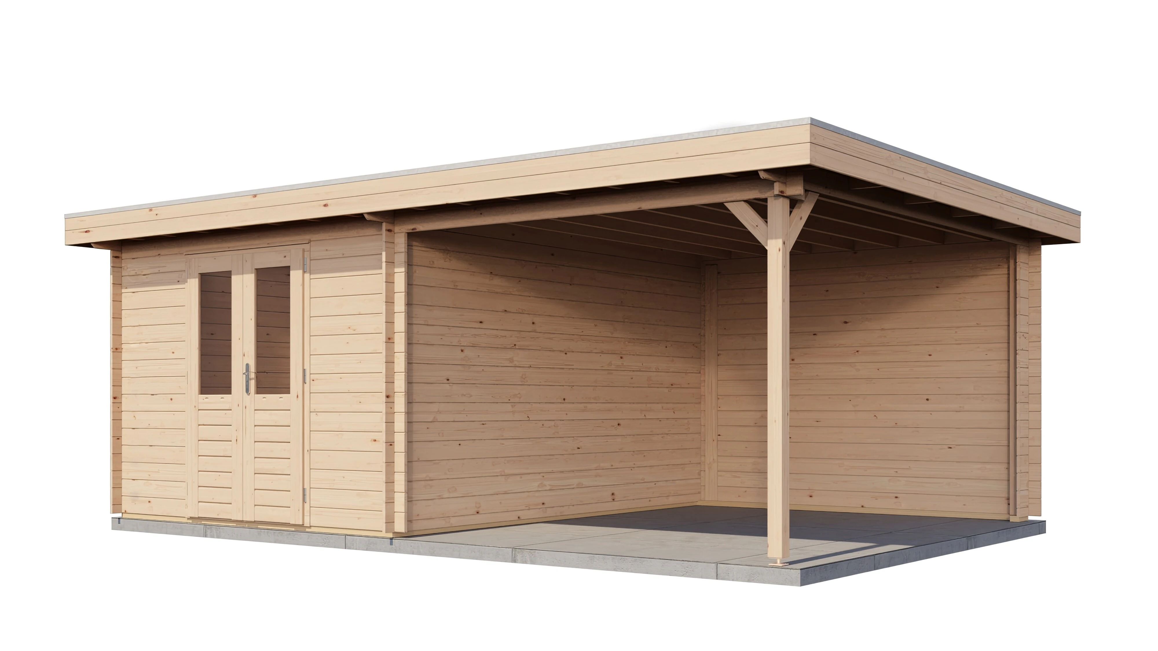 Lugarde Select Blockhaus Bielefeld mit Vordach 300x400cm + 300cm -