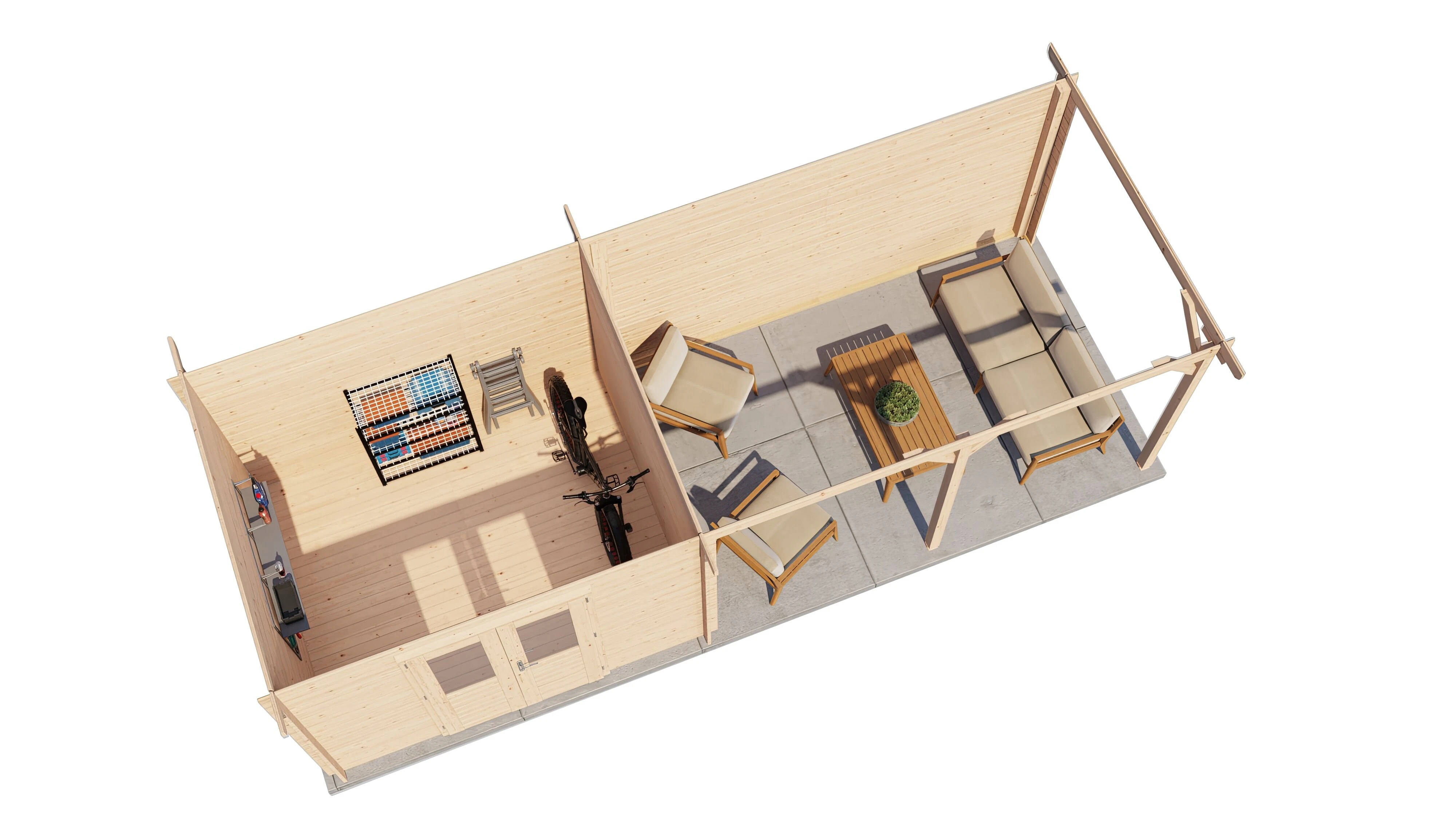 Lugarde Select Blockhaus Balingen mit Vordach 300x250cm + 400cm -