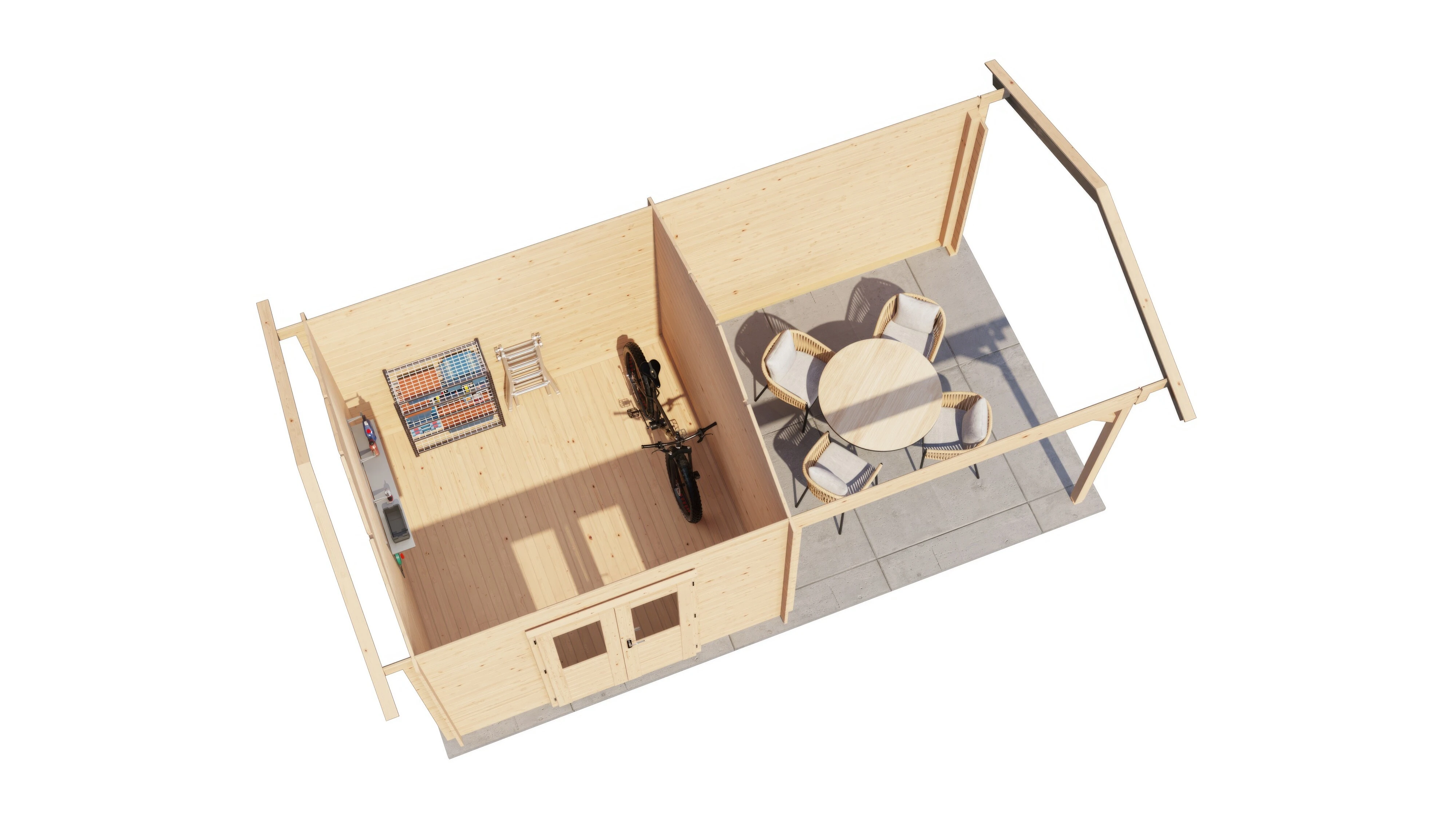 Lugarde Select Blockhaus Fulda mit Vordach 300x300cm + 300cm -