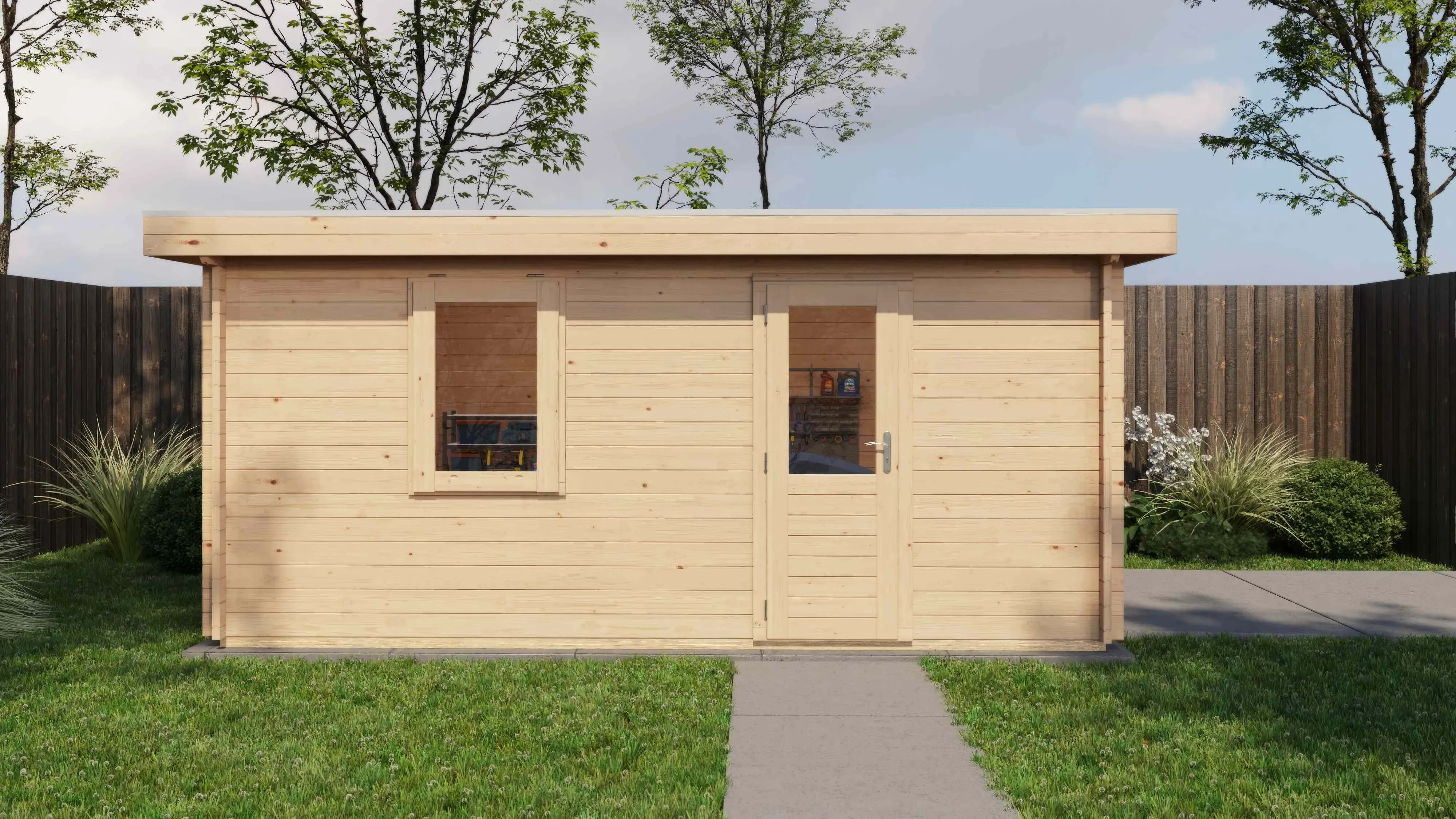 Lugarde Select Blockhaus Dorsten mit Garagentor 400x500cm - Unbehandelt
