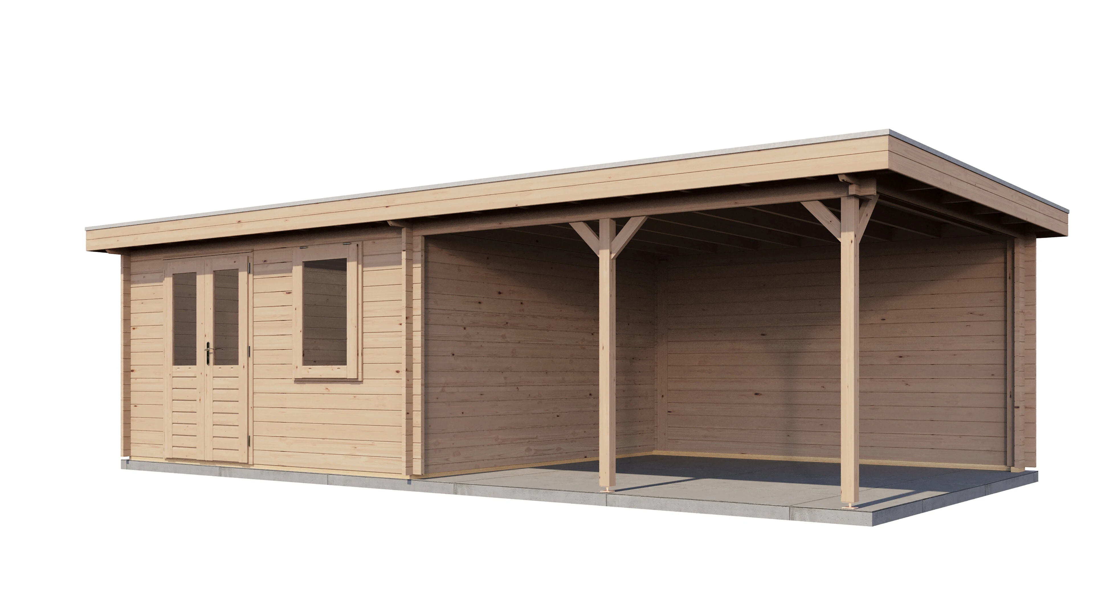 Lugarde Select Blockhaus Düren mit Vordach 400x400cm + 400cm -