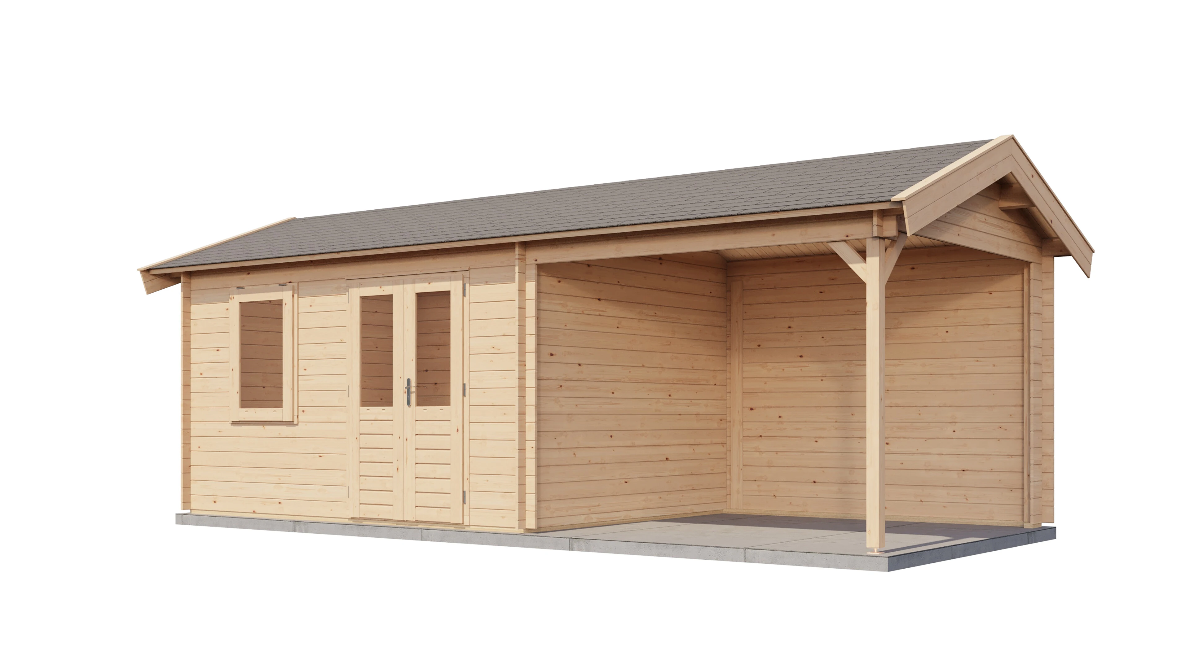 Lugarde Select Blockhaus Gotha mit Vordach 400x300cm + 300cm -