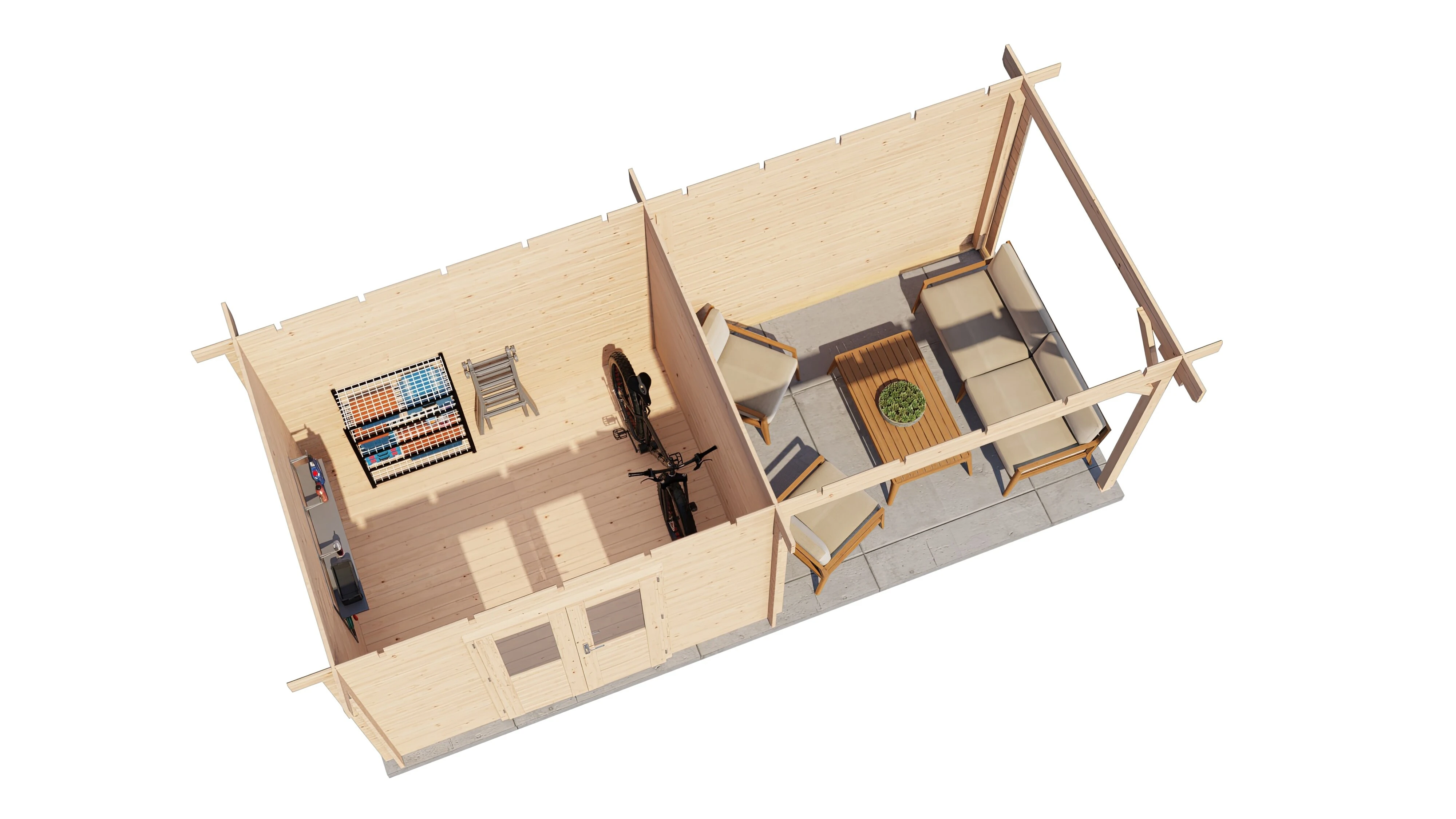 Lugarde Select Blockhaus Baden-Baden mit Vordach 300x250cm + 300cm -