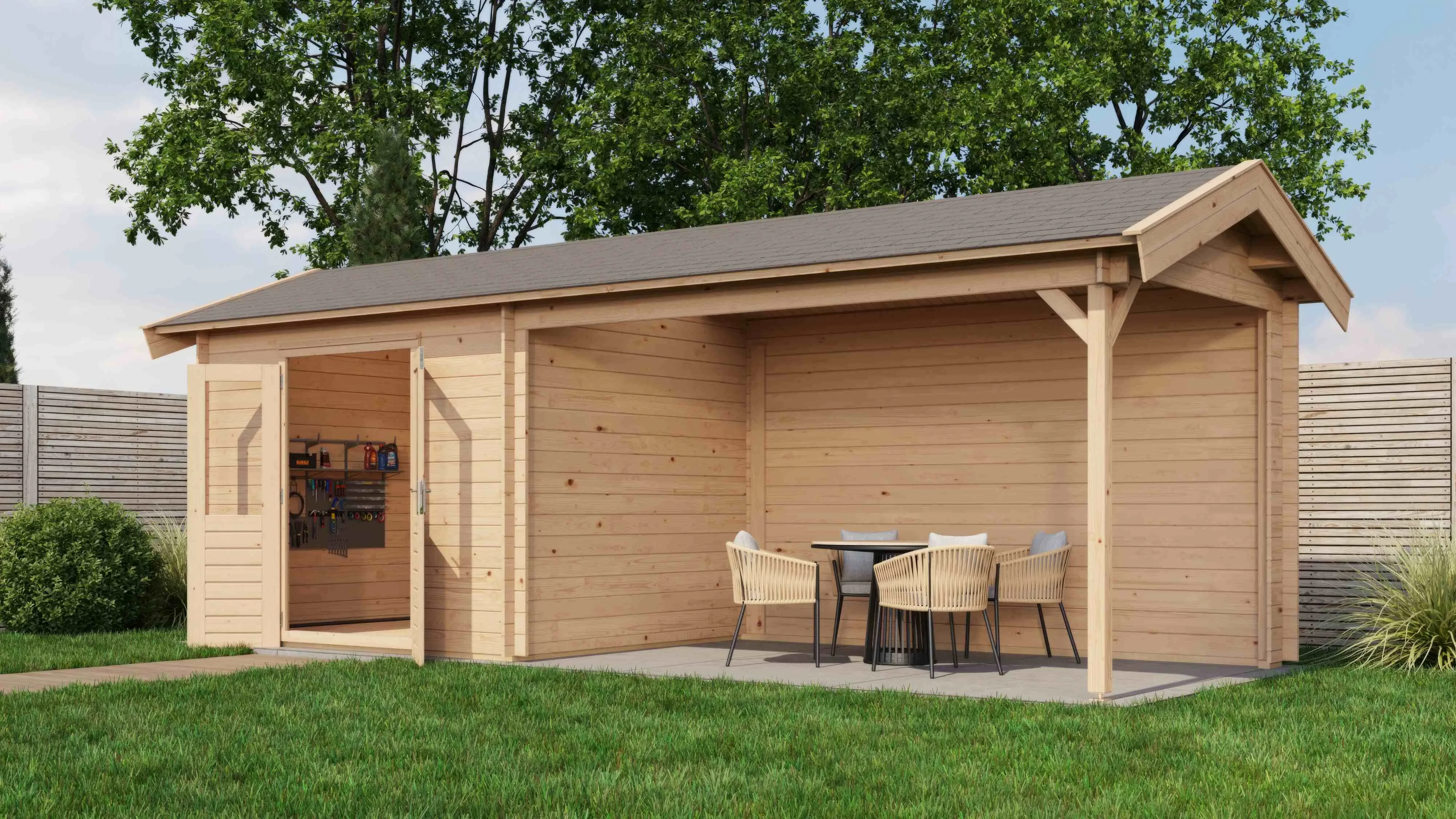 Lugarde Select Blockhaus Forchheim mit Vordach 300x250cm + 400cm -