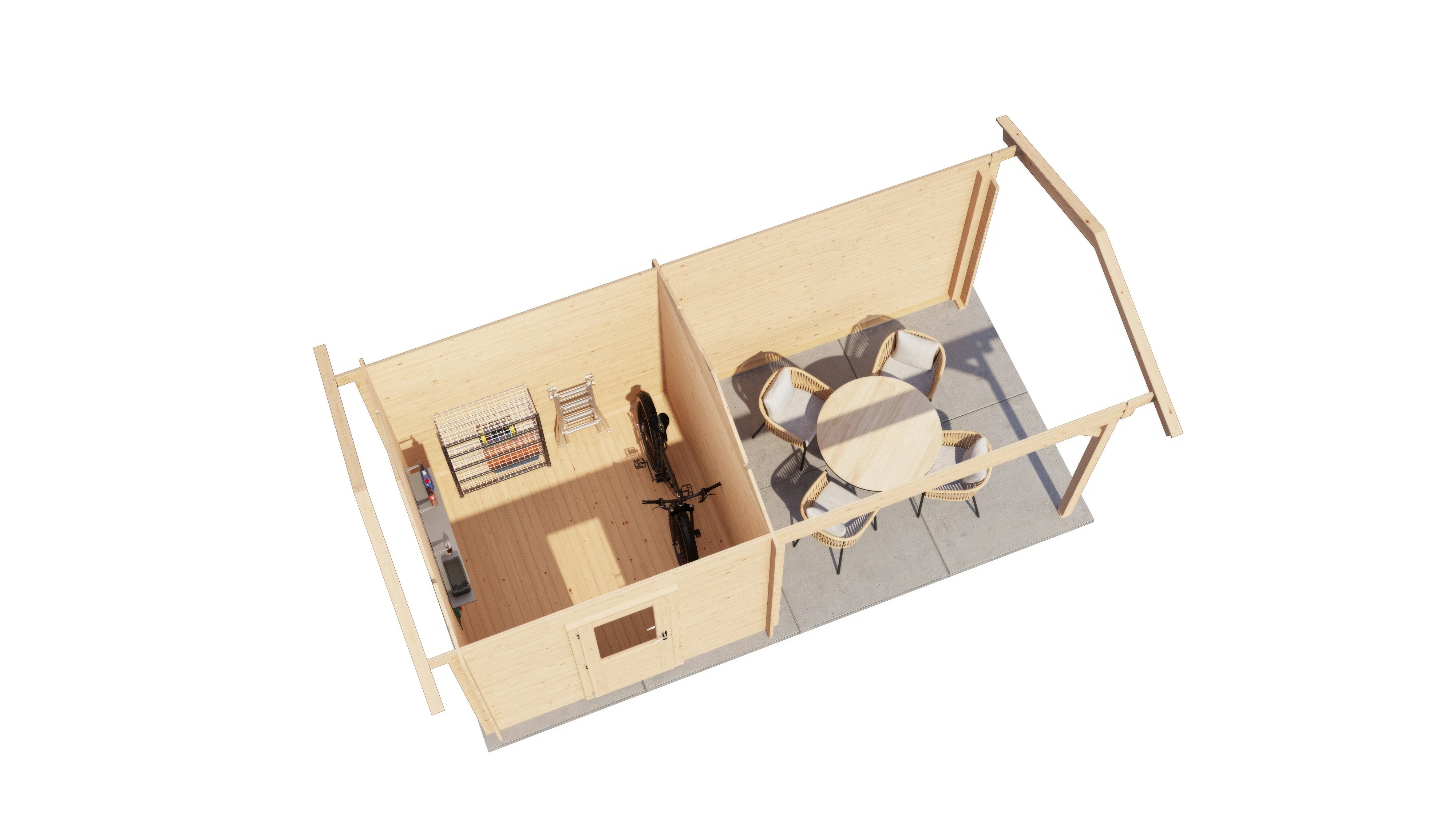 Lugarde Select Blockhaus Erfurt mit Vordach 250x250cm + 300cm -