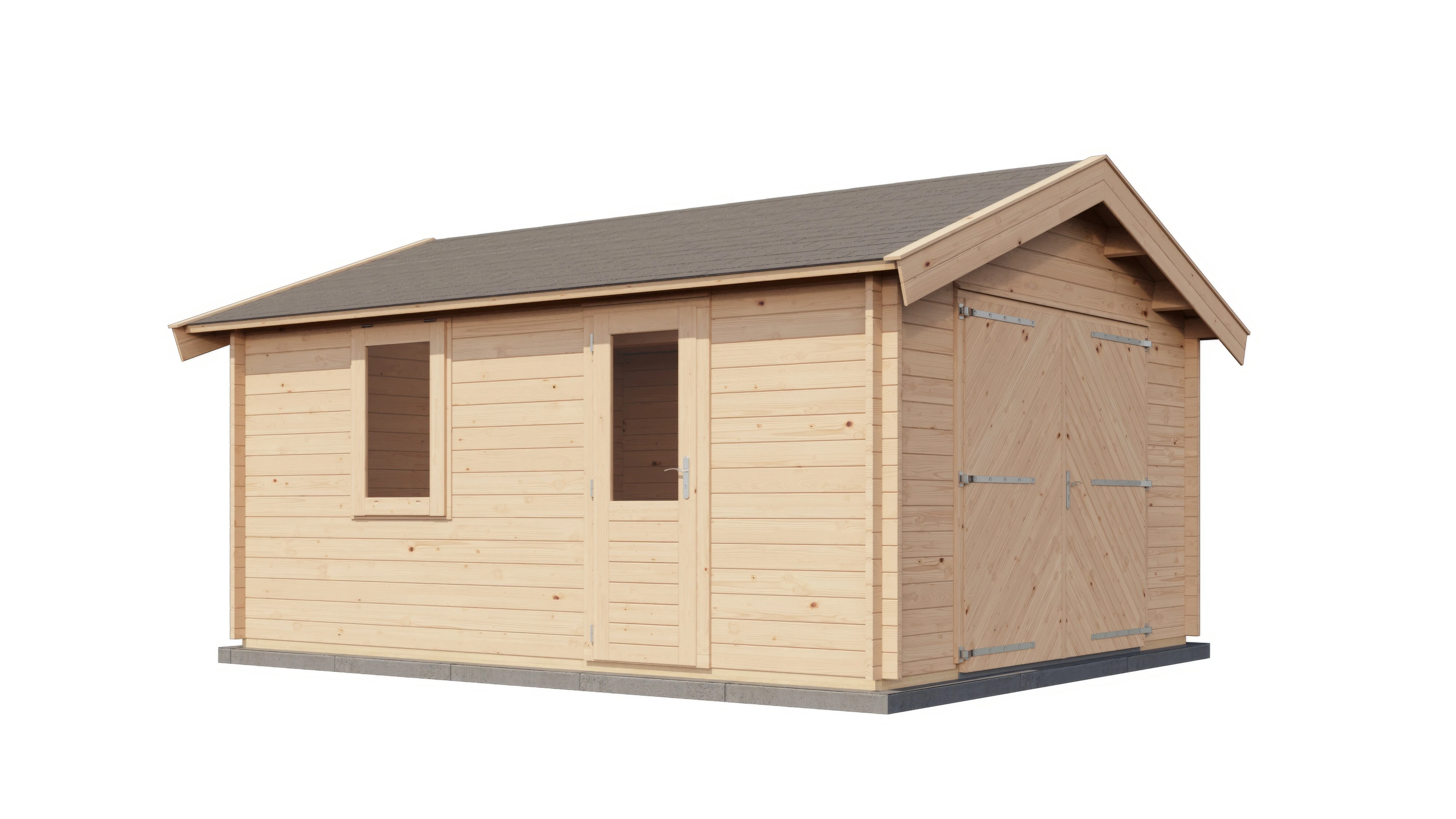 Lugarde Select Blockhaus Heidenheim mit Garagentor 400x500cm - Unbehandelt