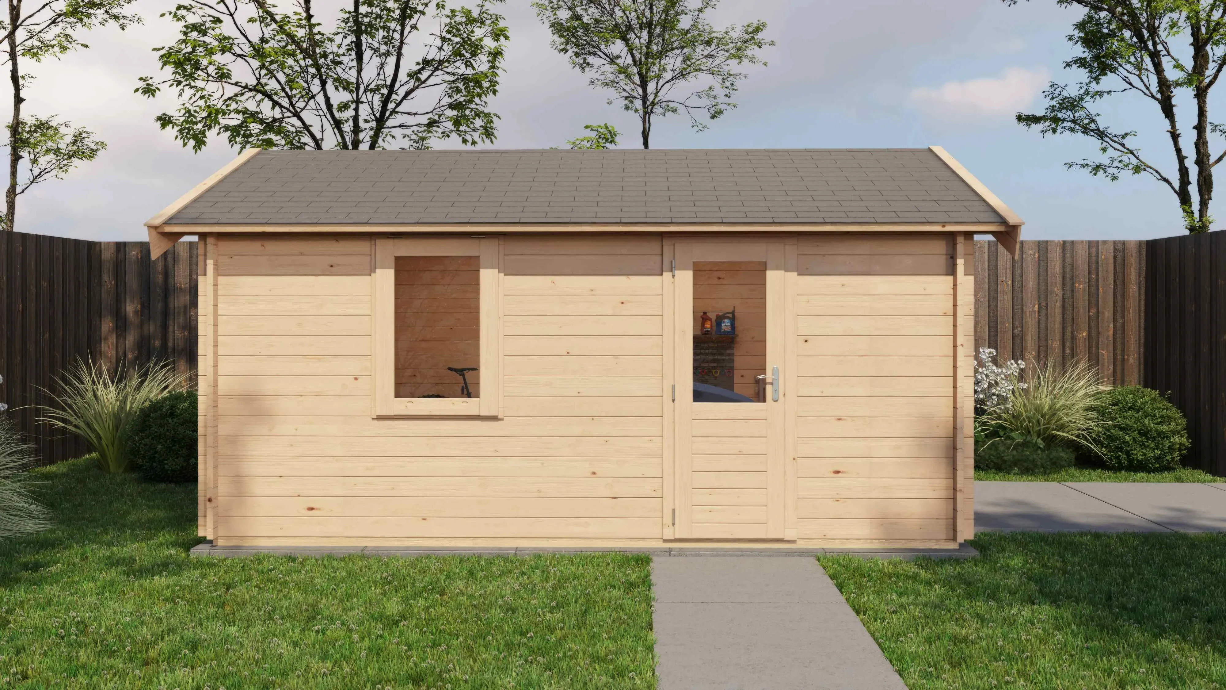 Lugarde Select Blockhaus Hamminkeln mit Garagentor 350x500cm - Unbehandelt