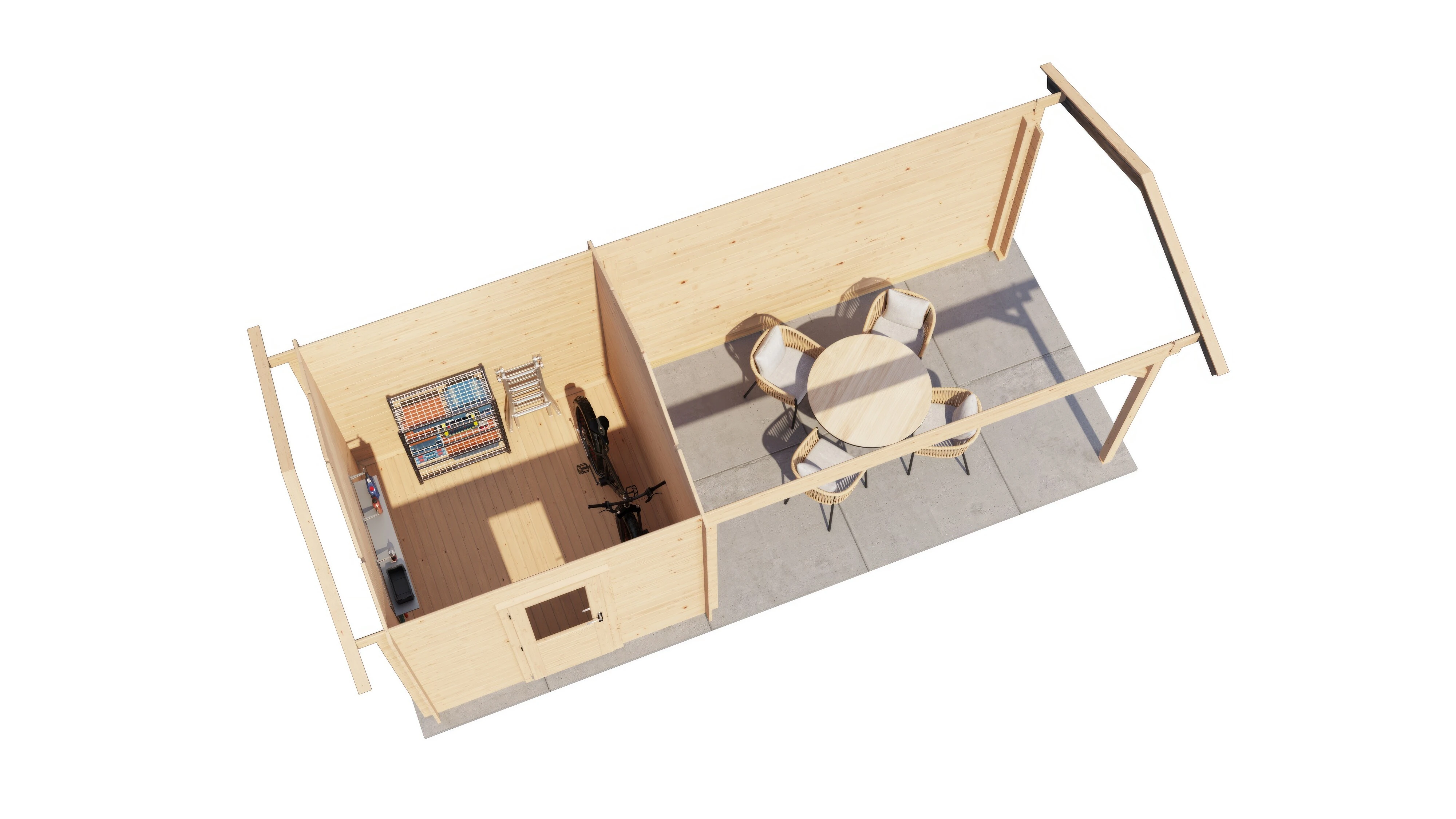 Lugarde Select Blockhaus Erlangen mit Vordach 250x250cm + 400cm -