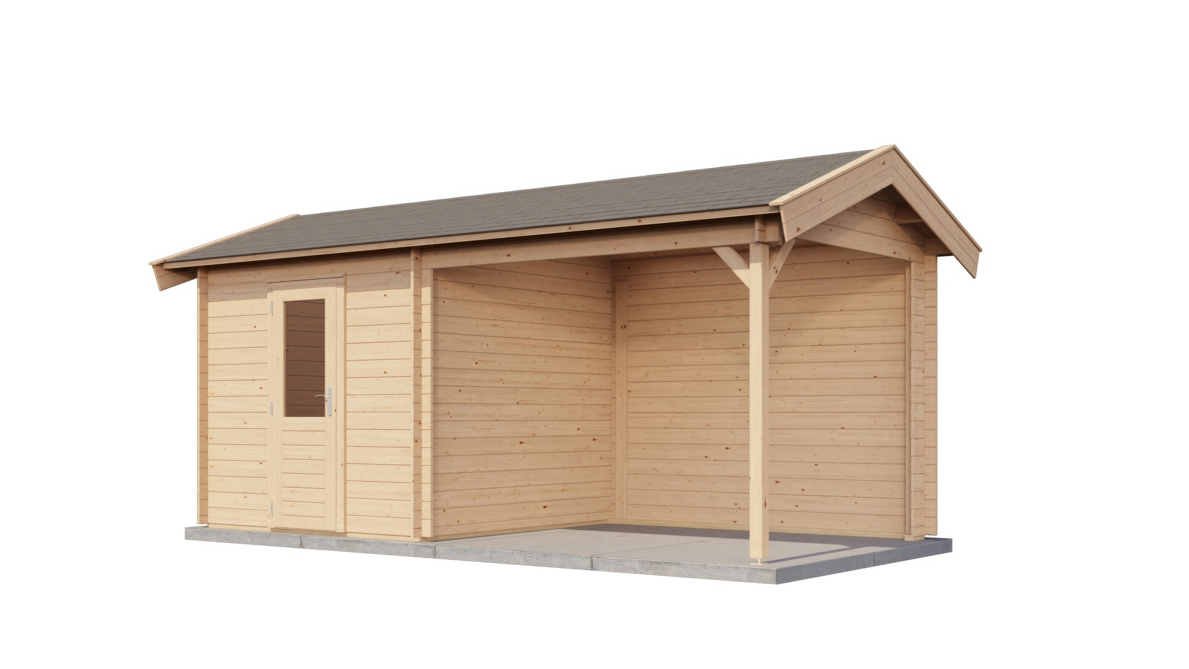 Lugarde Select Blockhaus Erfurt mit Vordach 250x250cm + 300cm -