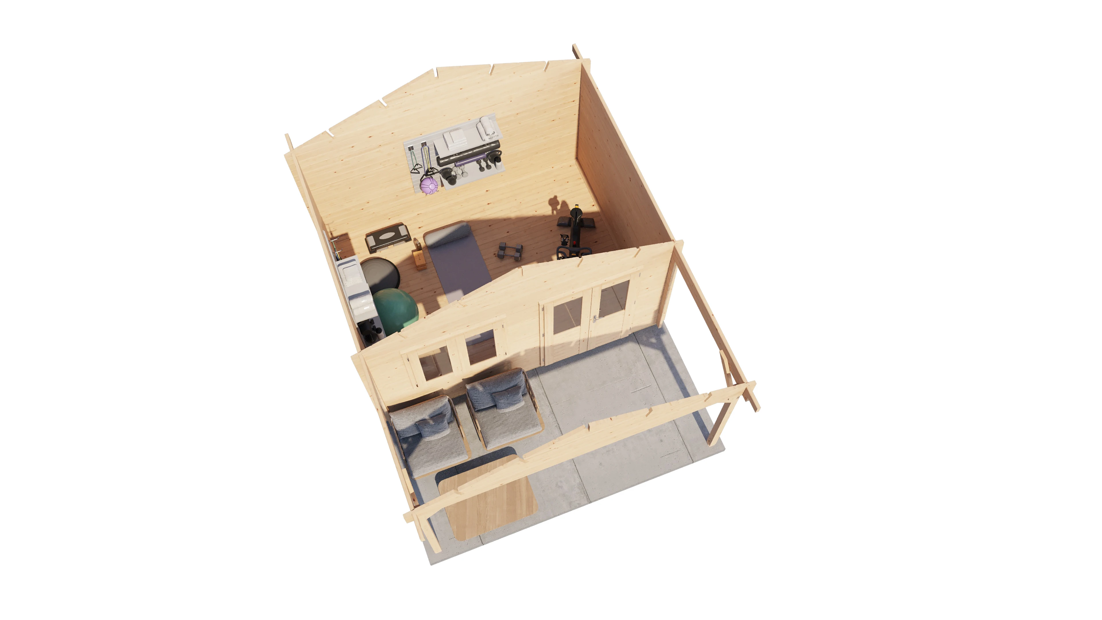 Lugarde Select Blockhaus Heilbronn mit Vordach 400x300cm + 200cm -