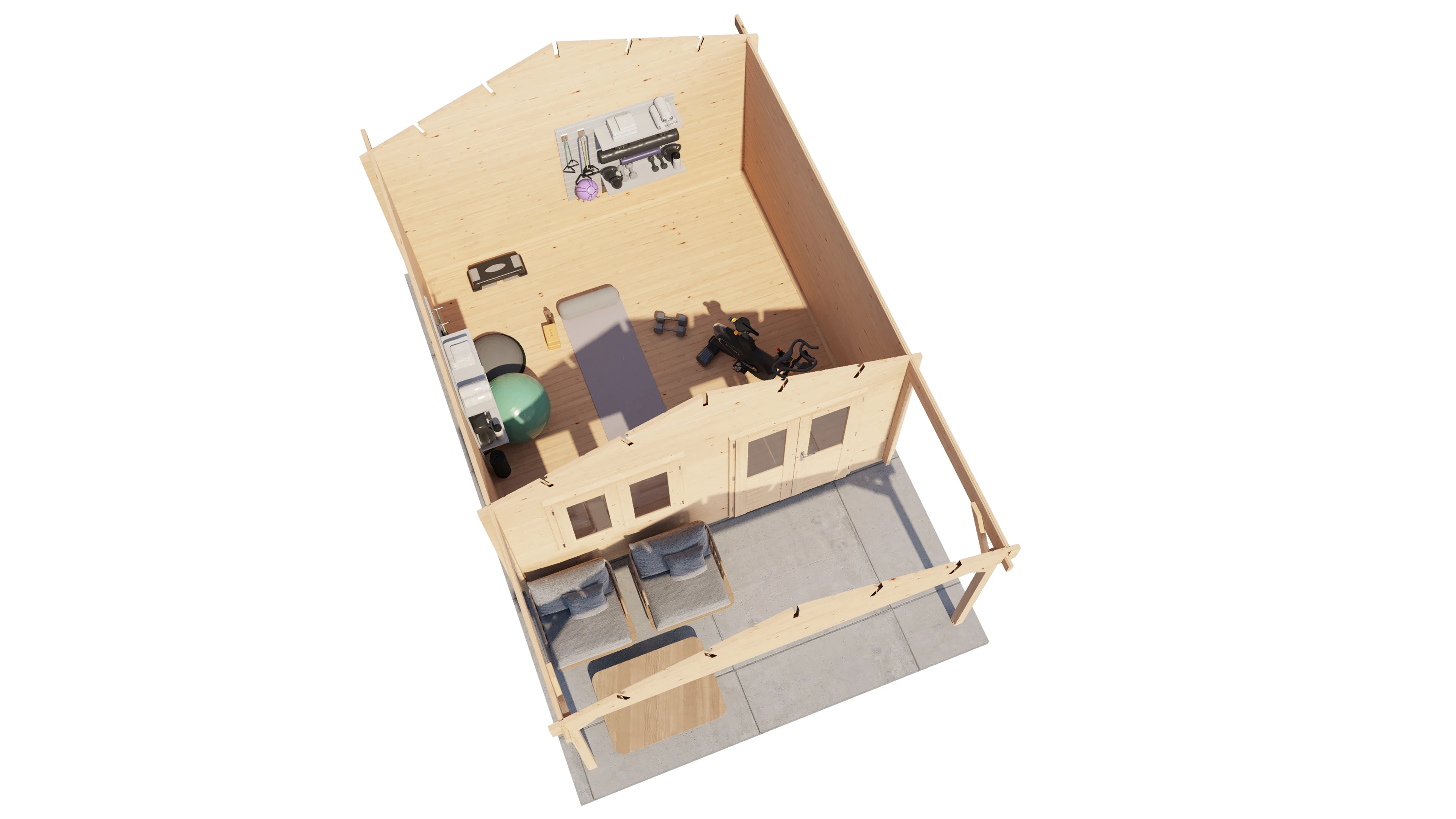 Lugarde Select Blockhaus Herford mit Vordach 400x400cm + 200cm -