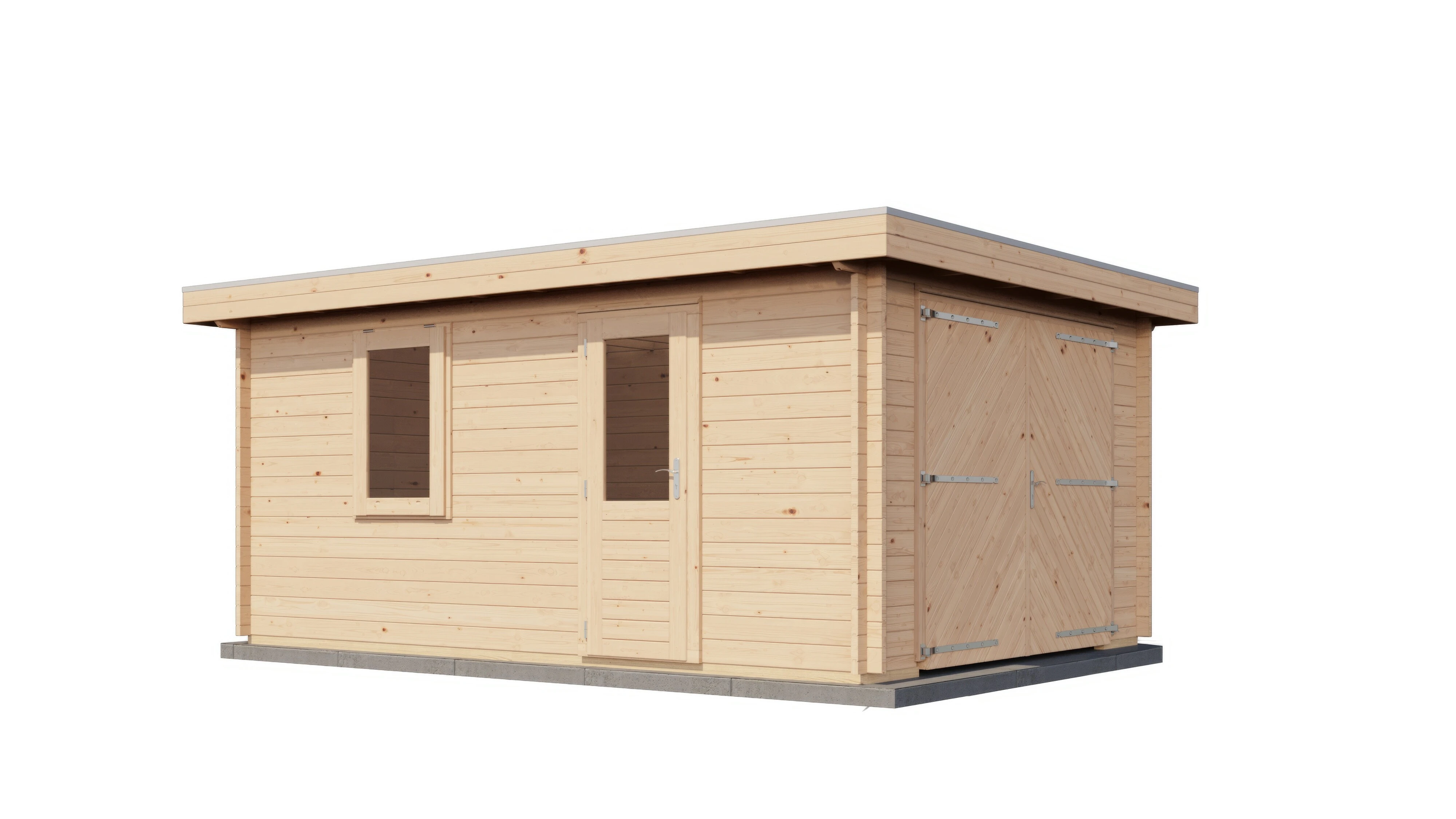 Lugarde Select Blockhaus Detmold mit Garagentor 350x500cm - Unbehandelt