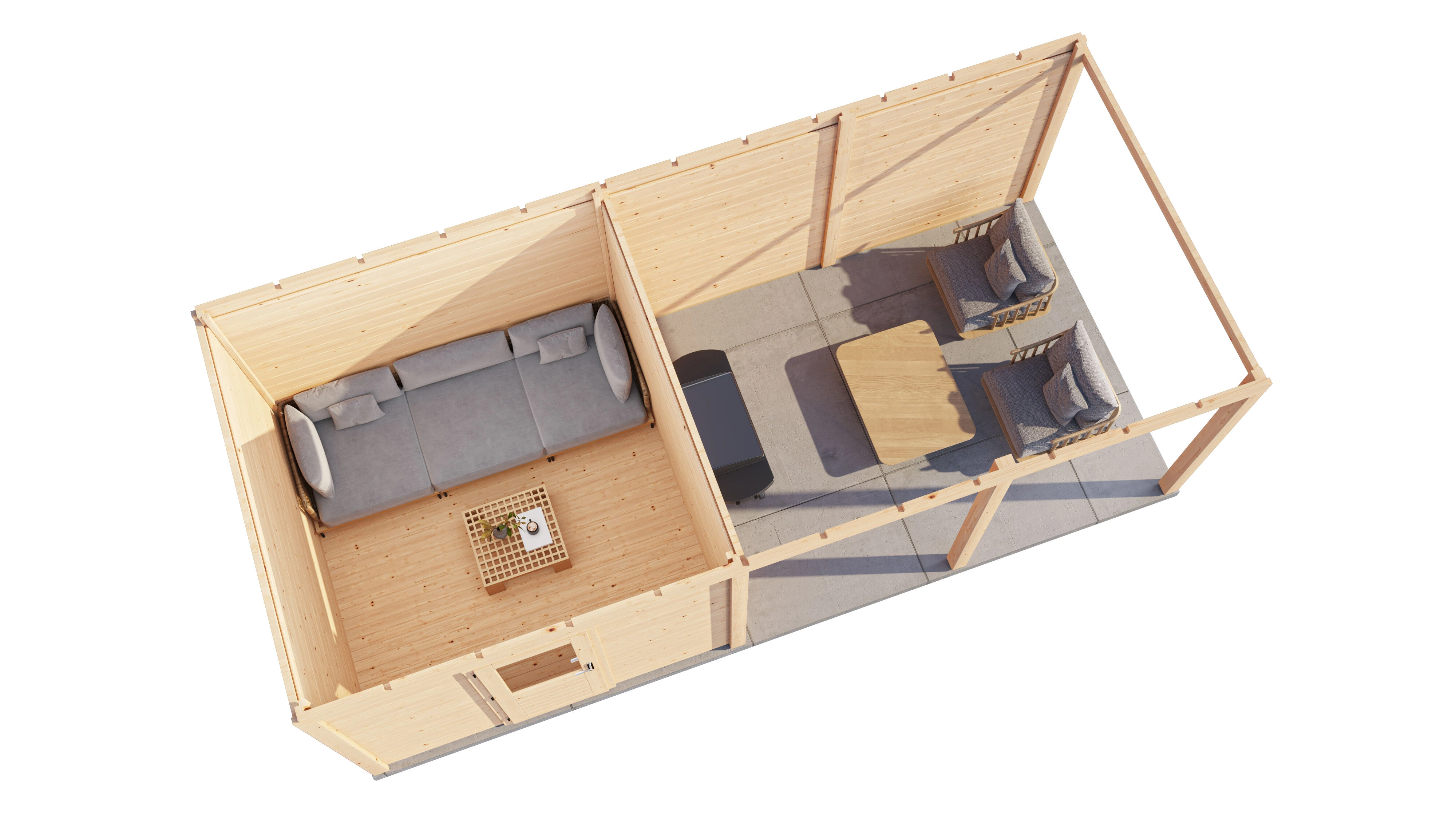 Lugarde Select Modern Gartenhaus 28mm Freiburg 388x250cm - Unbehandelt