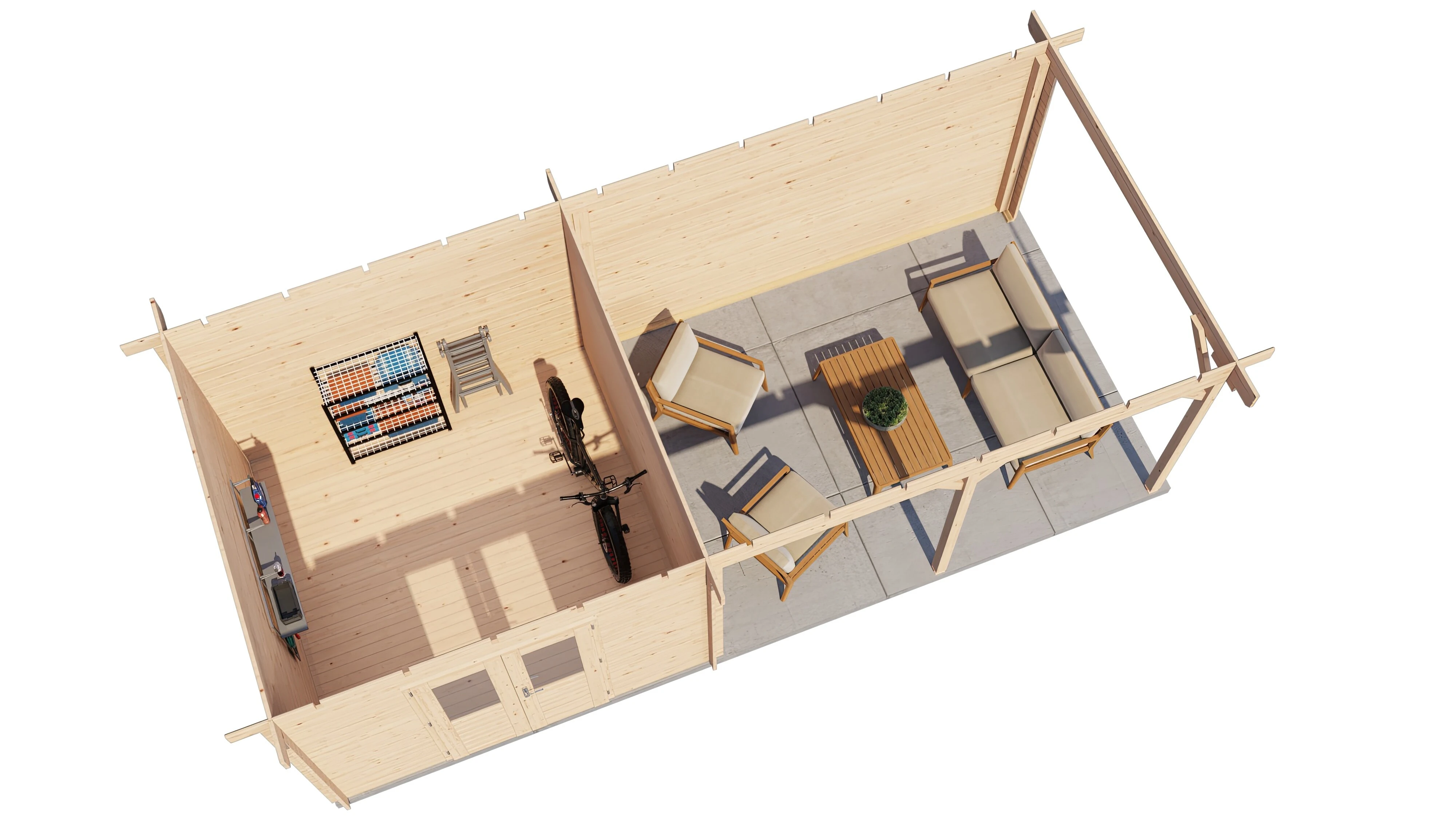 Lugarde Select Blockhaus Bensheim mit Vordach 300x300cm + 400cm -