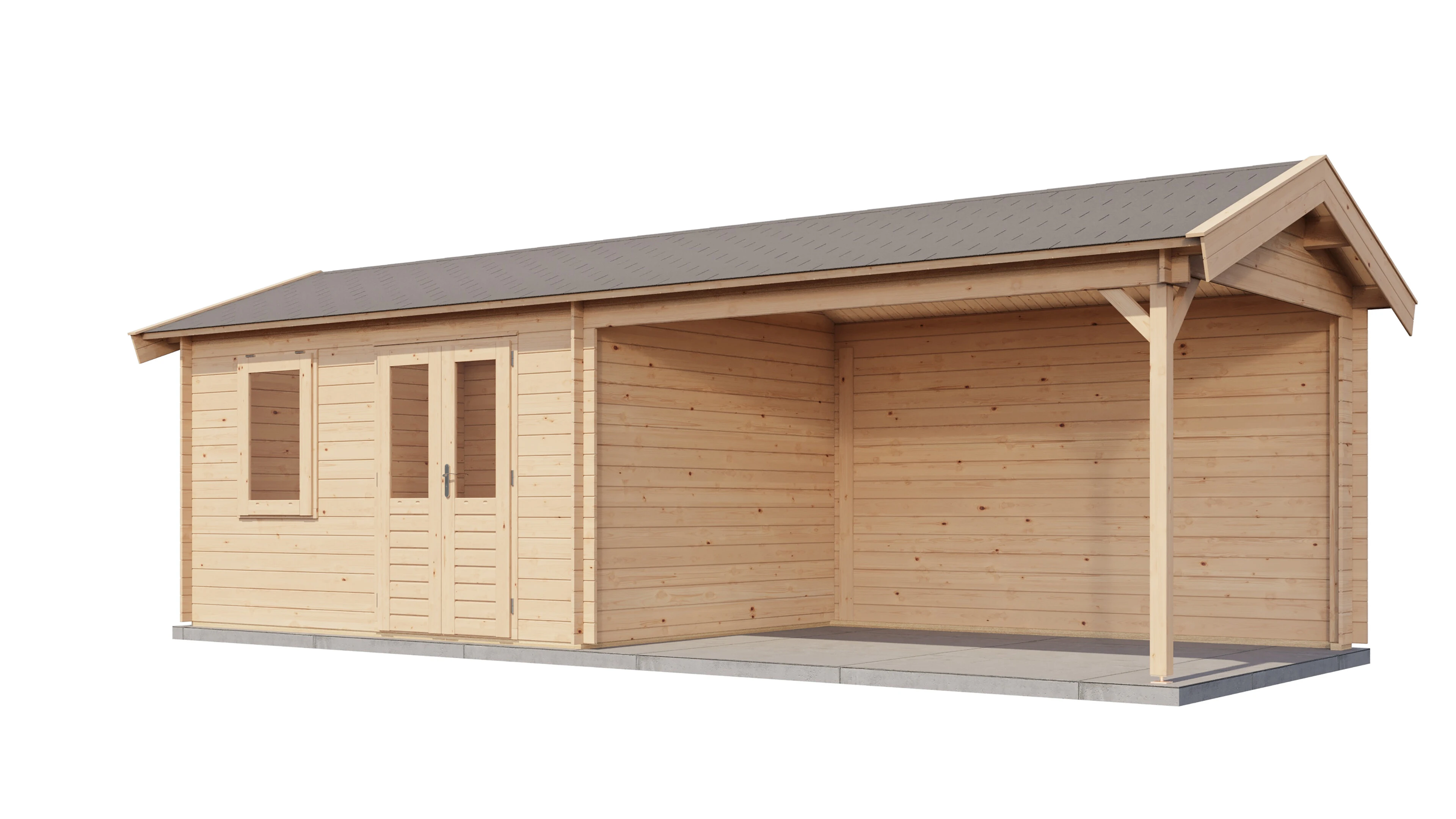 Lugarde Select Blockhaus Greifswald mit Vordach 400x300cm + 400cm -