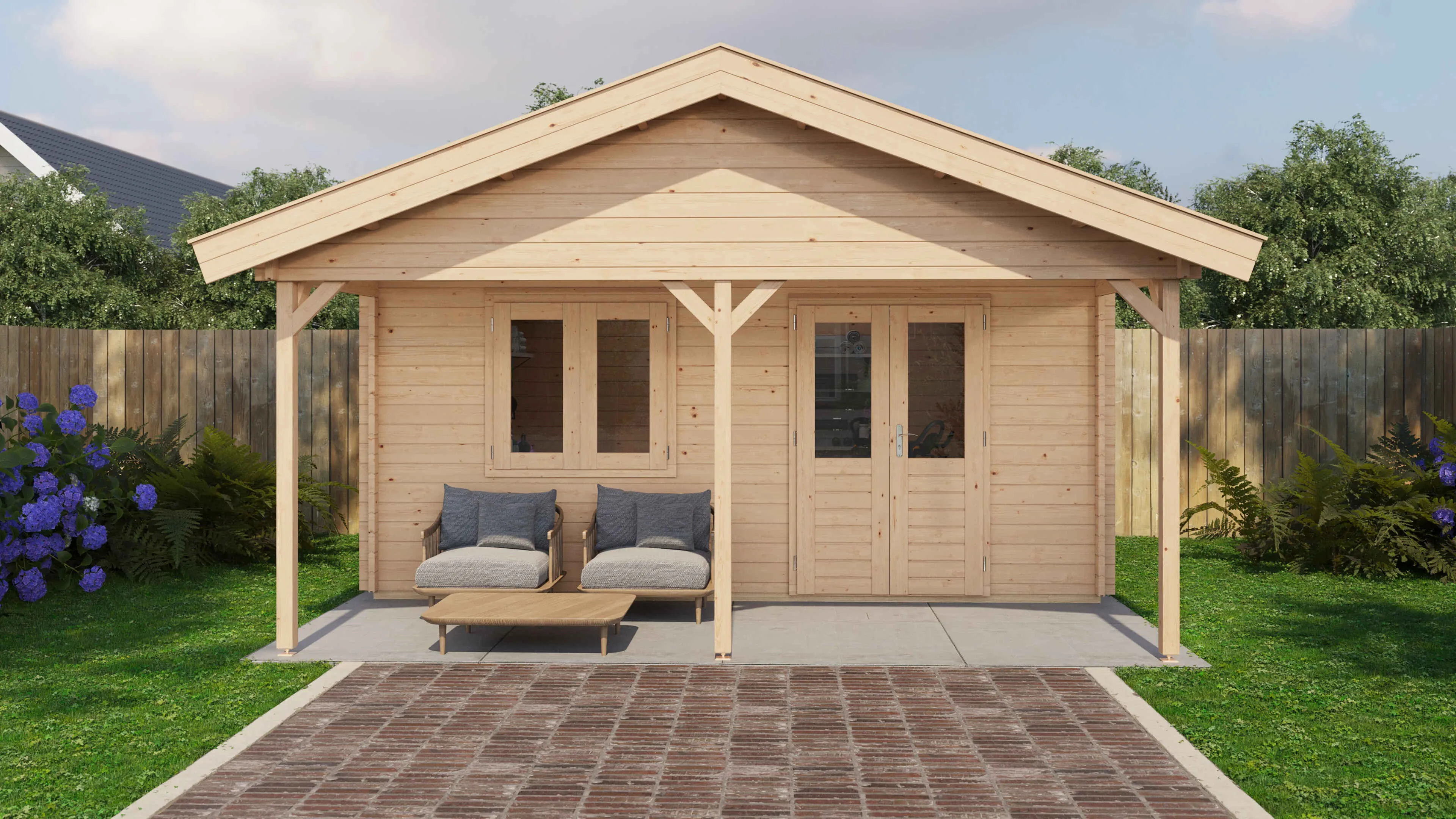 Lugarde Select Blockhaus Hildesheim mit Vordach 500x300cm + 200cm -