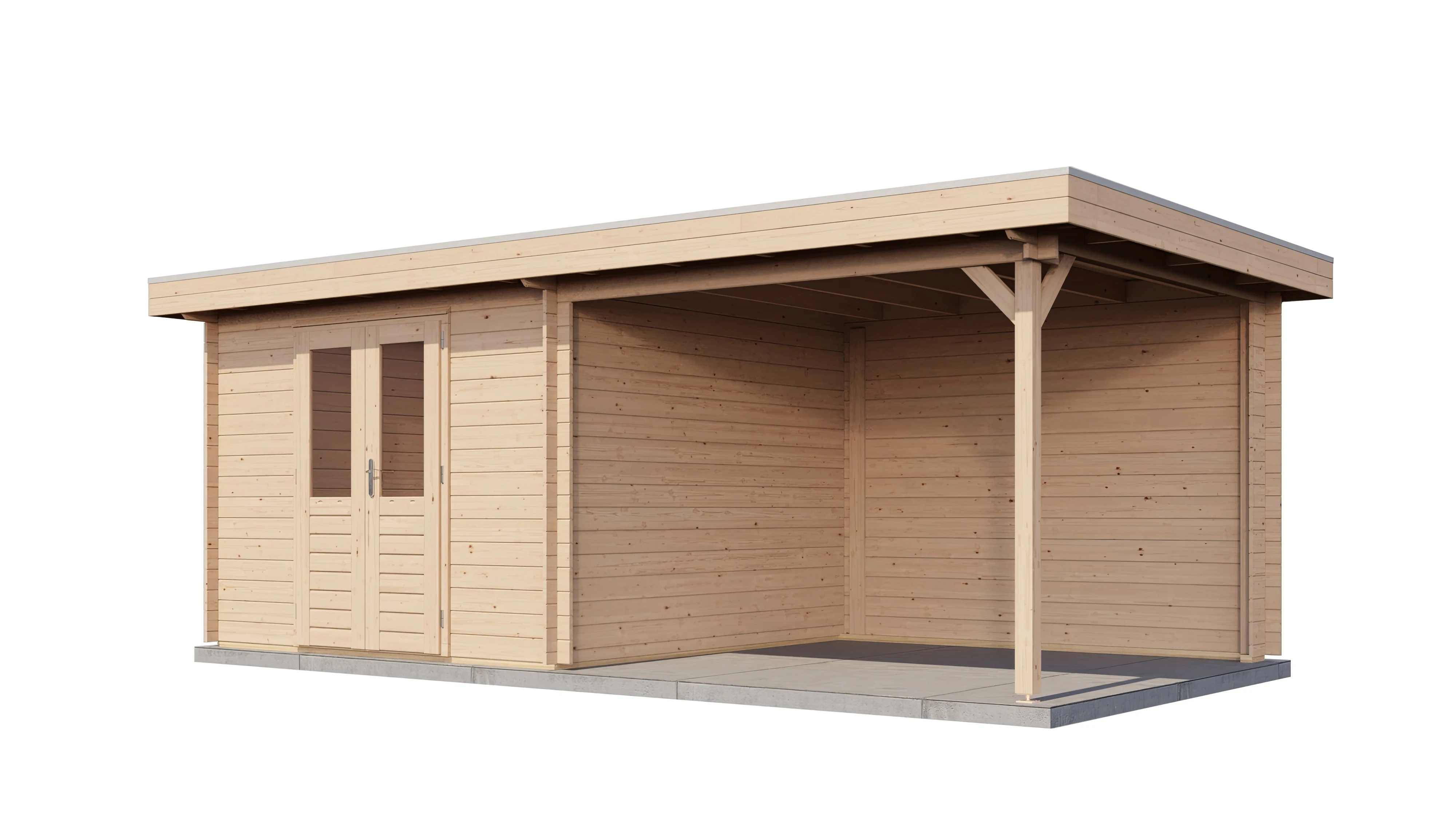 Lugarde Select Blockhaus Bayreuth mit Vordach 300x300cm + 300cm -
