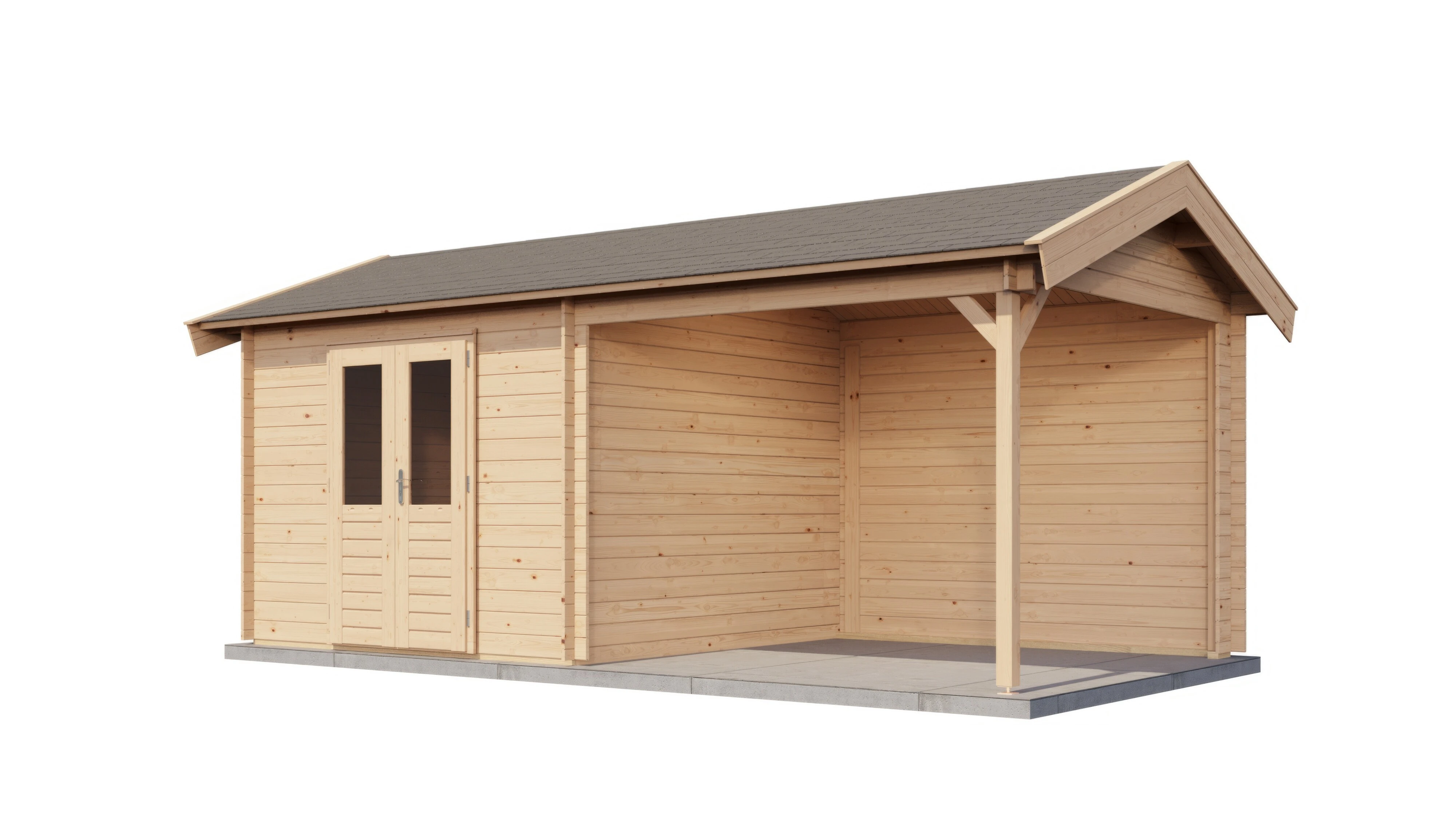 Lugarde Select Blockhaus Fulda mit Vordach 300x300cm + 300cm -