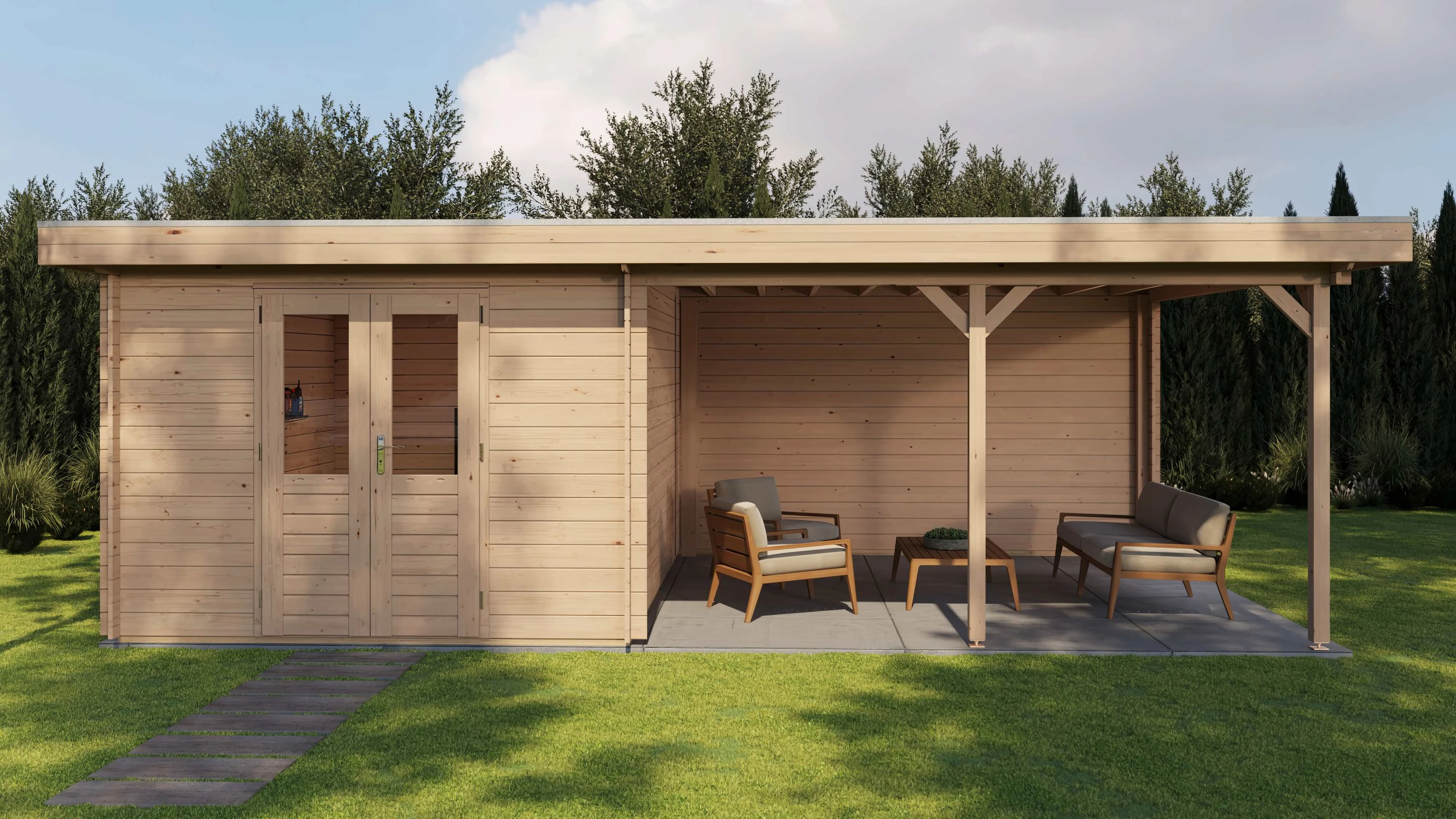 Lugarde Select Blockhaus Bitterfeld mit Vordach 300x400cm + 400cm -