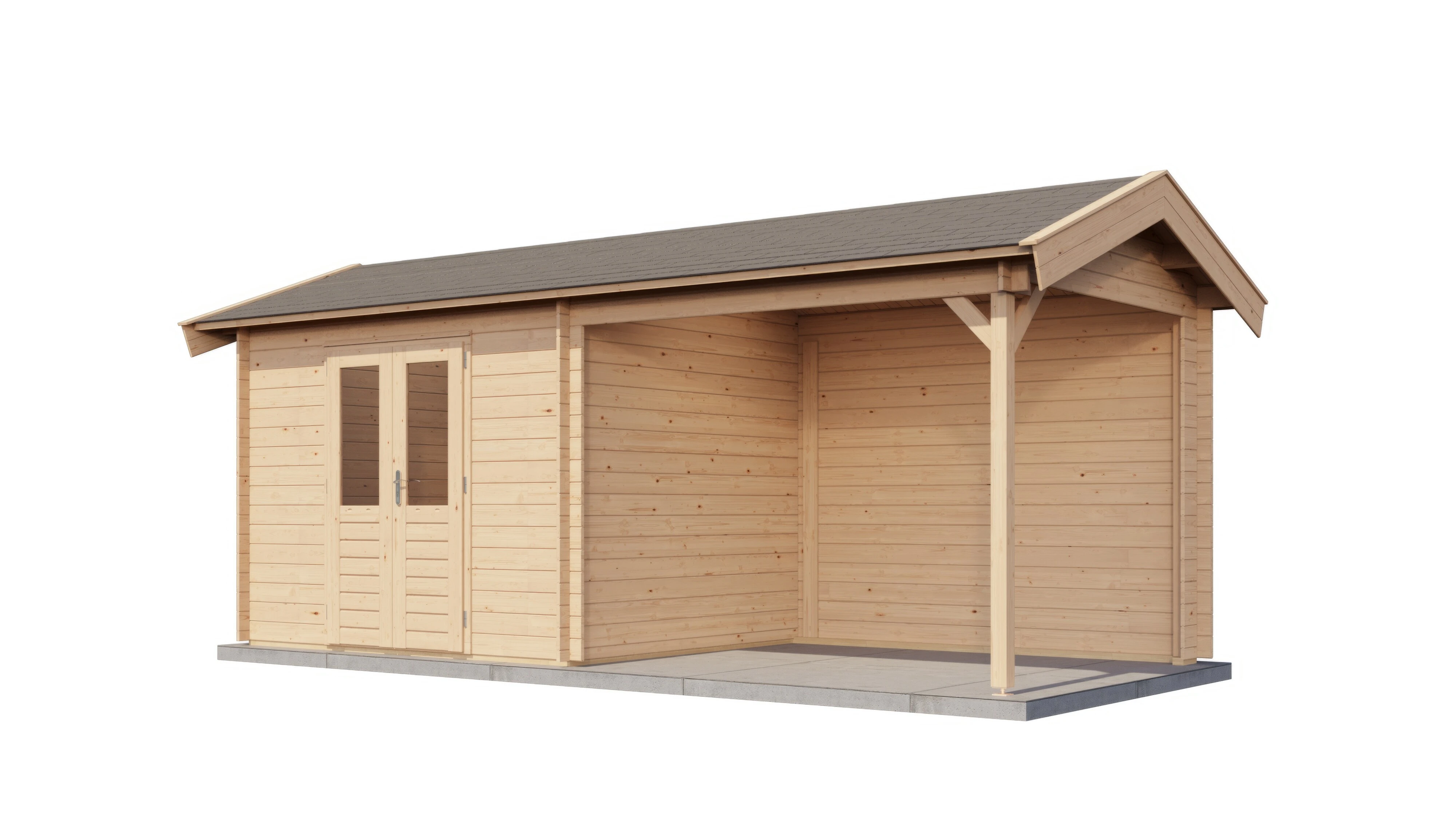 Lugarde Select Blockhaus Flensburg mit Vordach 300x250cm + 300cm -