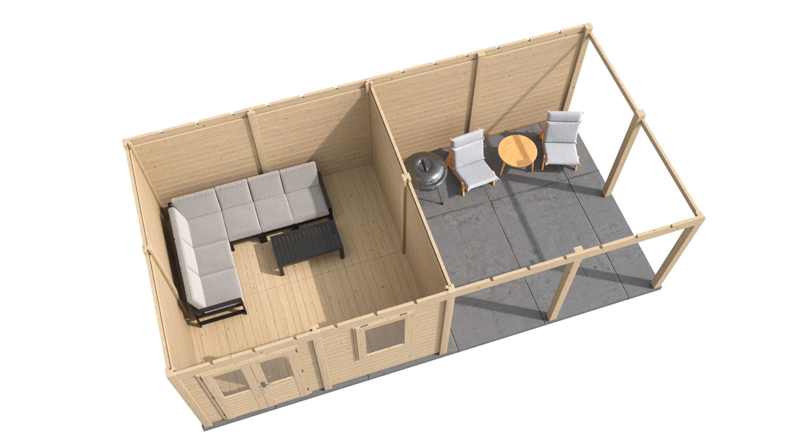 Lugarde Select Modern gartenhaus mit vordach Ulm 388x388cm + 400cm -