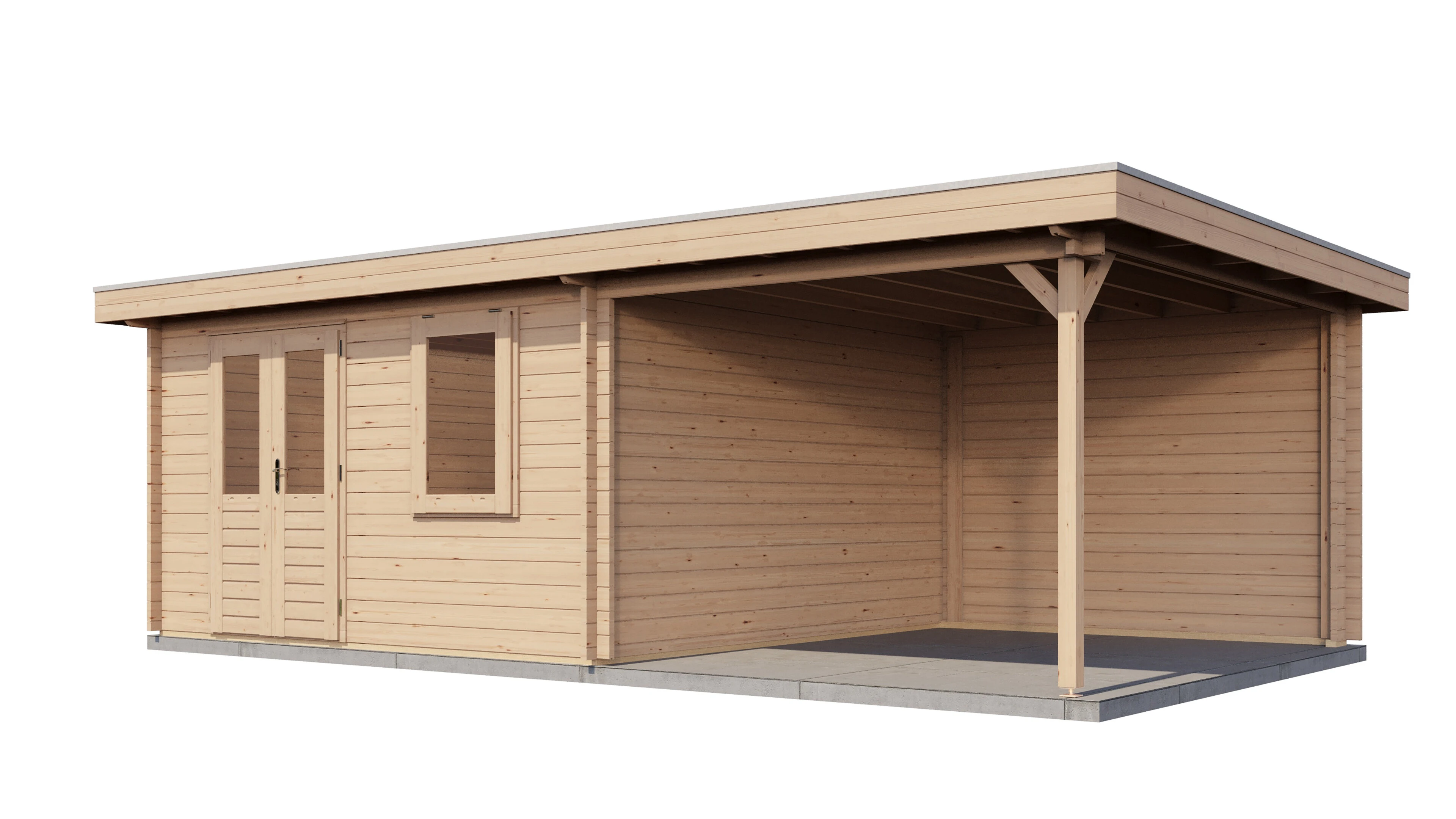 Lugarde Select Blockhaus Cuxhaven mit Vordach 400x400cm + 300cm -