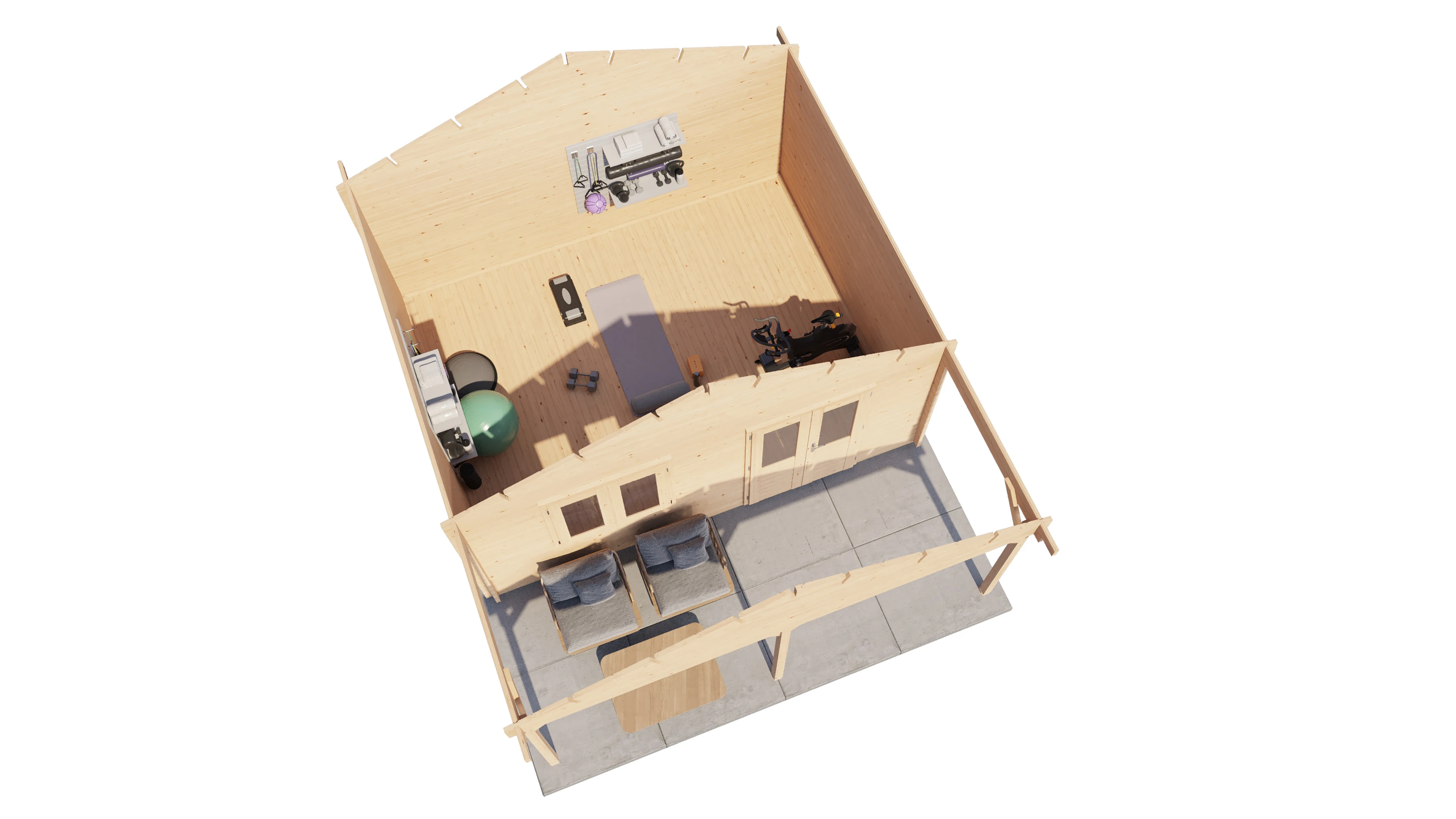 Lugarde Select Blockhaus Hof mit Vordach 500x400cm + 200cm -