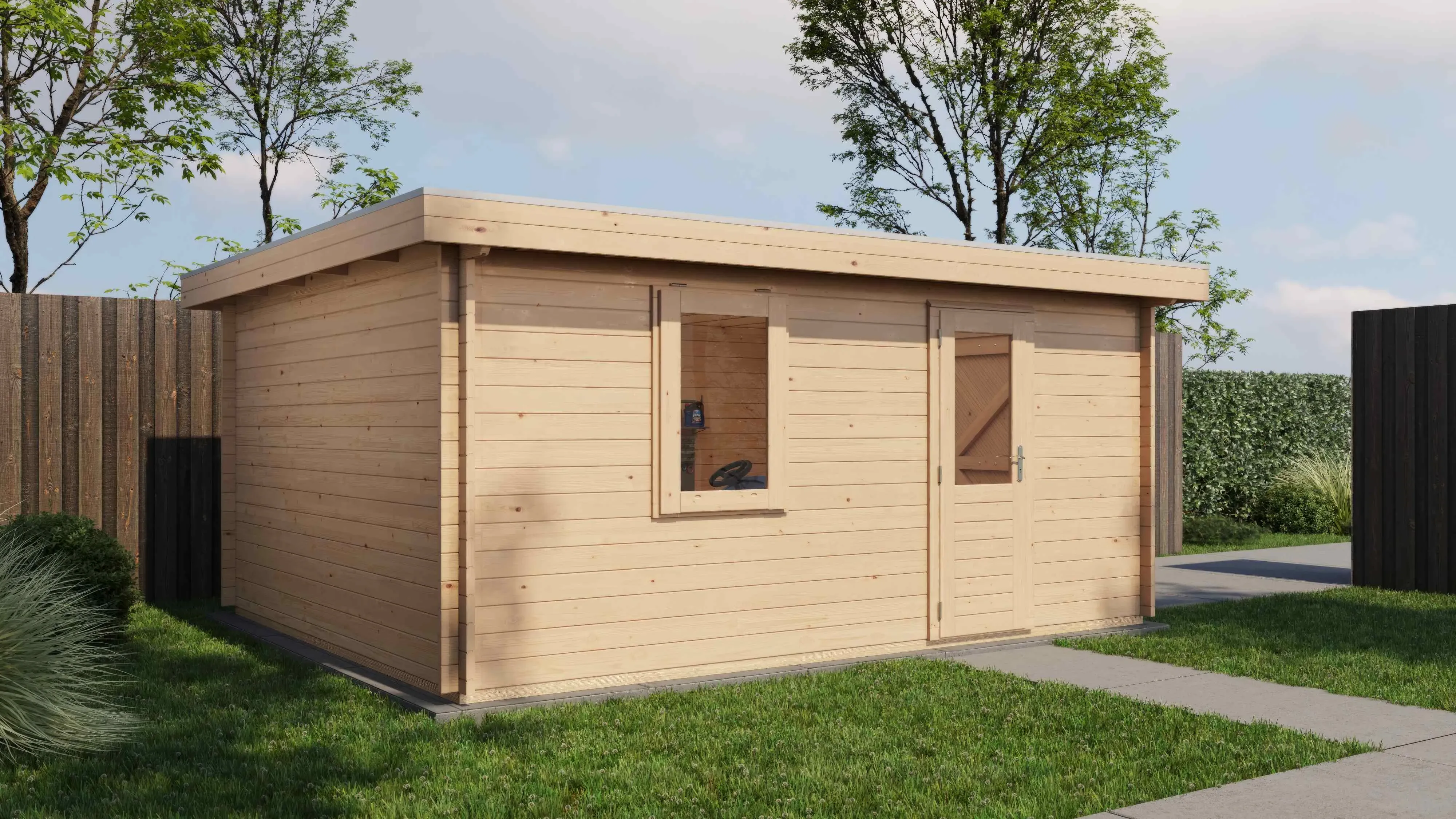 Lugarde Select Blockhaus Dorsten mit Garagentor 400x500cm - Unbehandelt