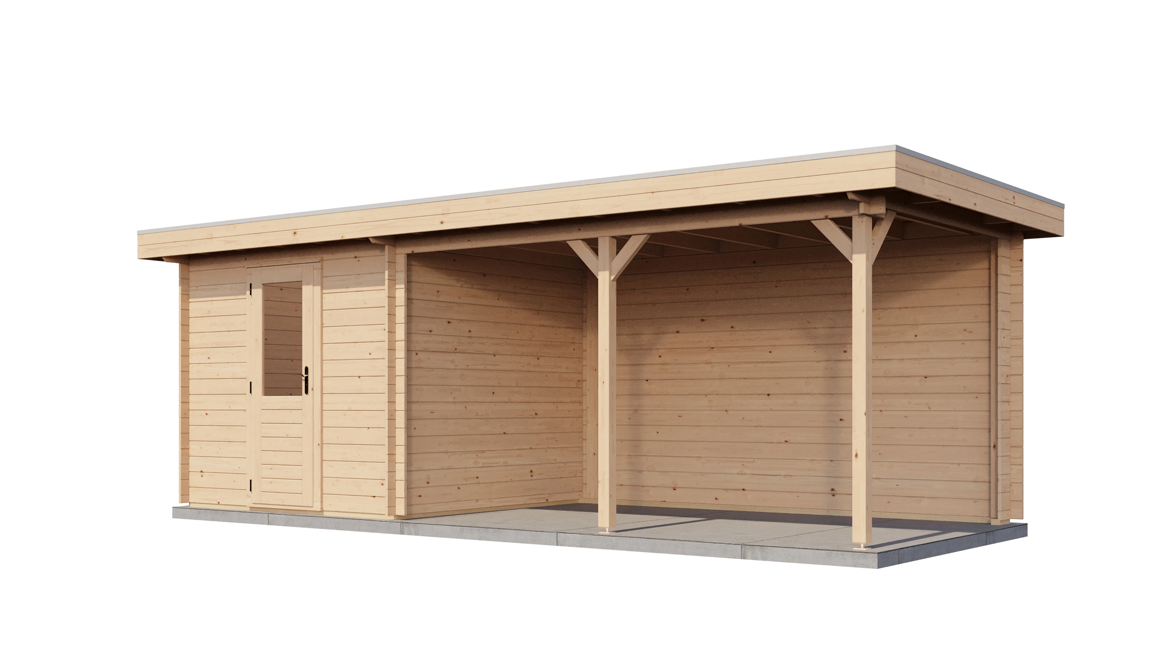 Lugarde Select Blockhaus Ansbach mit Vordach 250x250cm + 400cm -