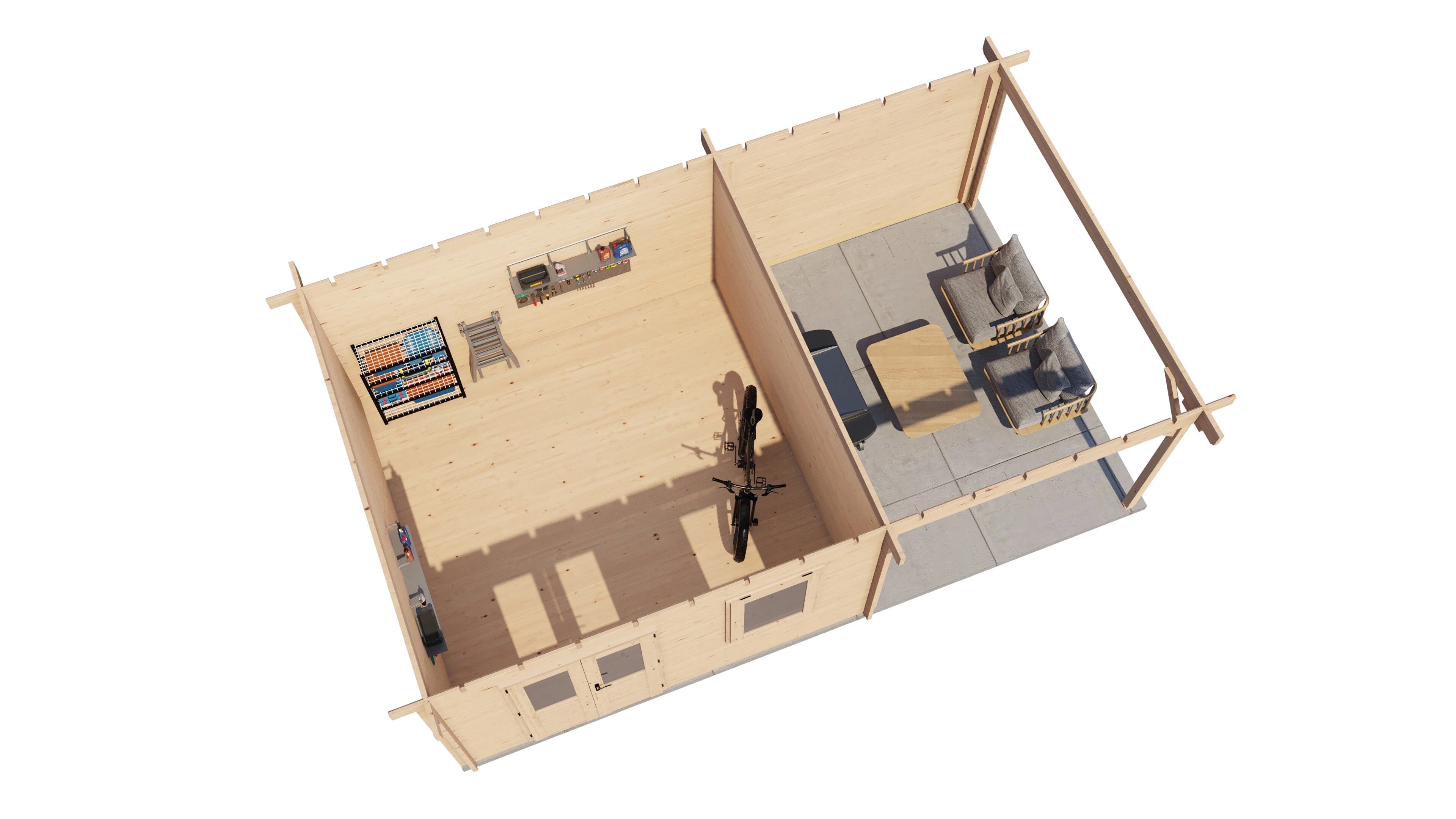 Lugarde Select Blockhaus Cuxhaven mit Vordach 400x400cm + 300cm -