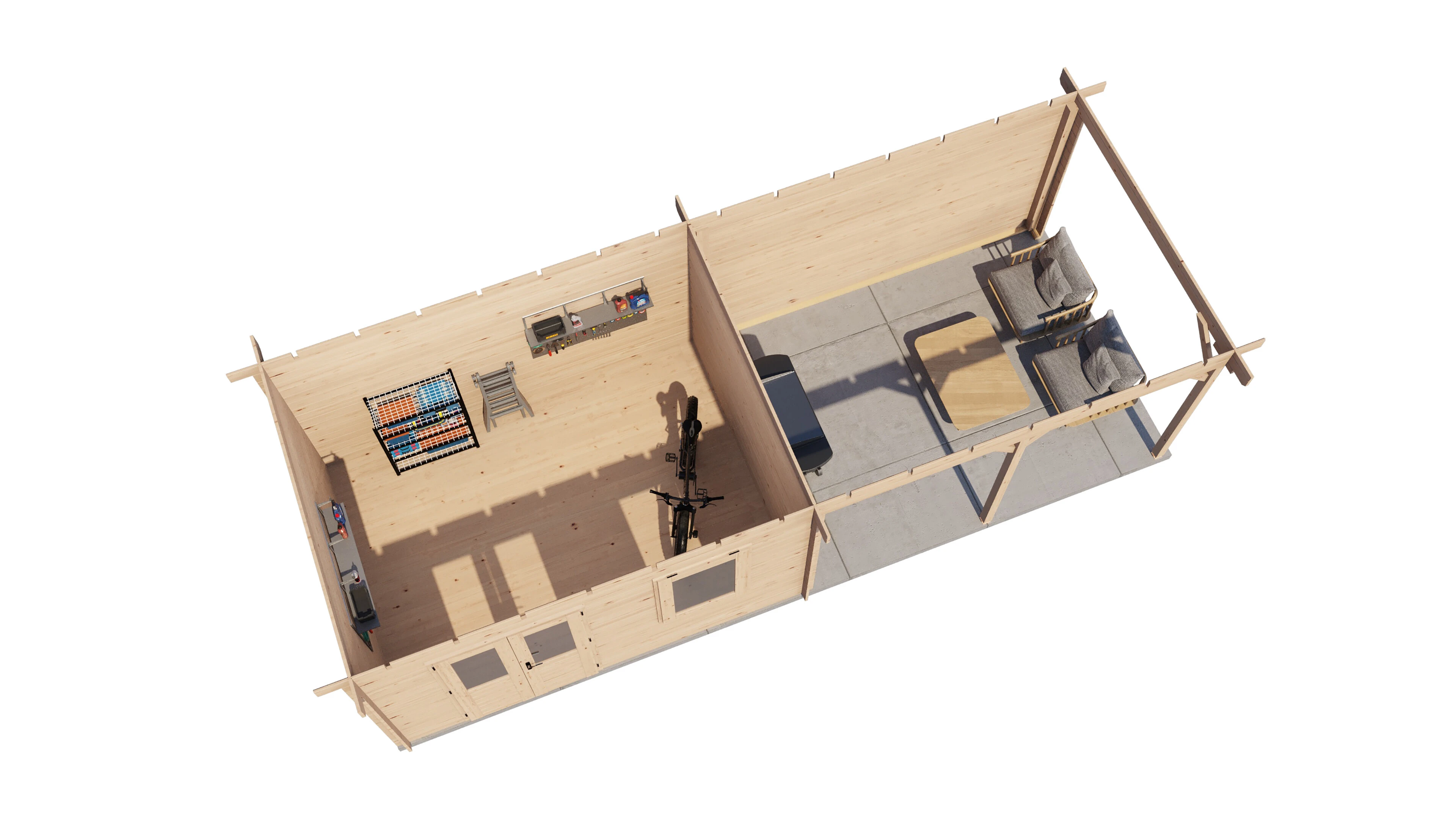 Lugarde Select Blockhaus Chemnitz mit Vordach 400x300cm + 400cm -