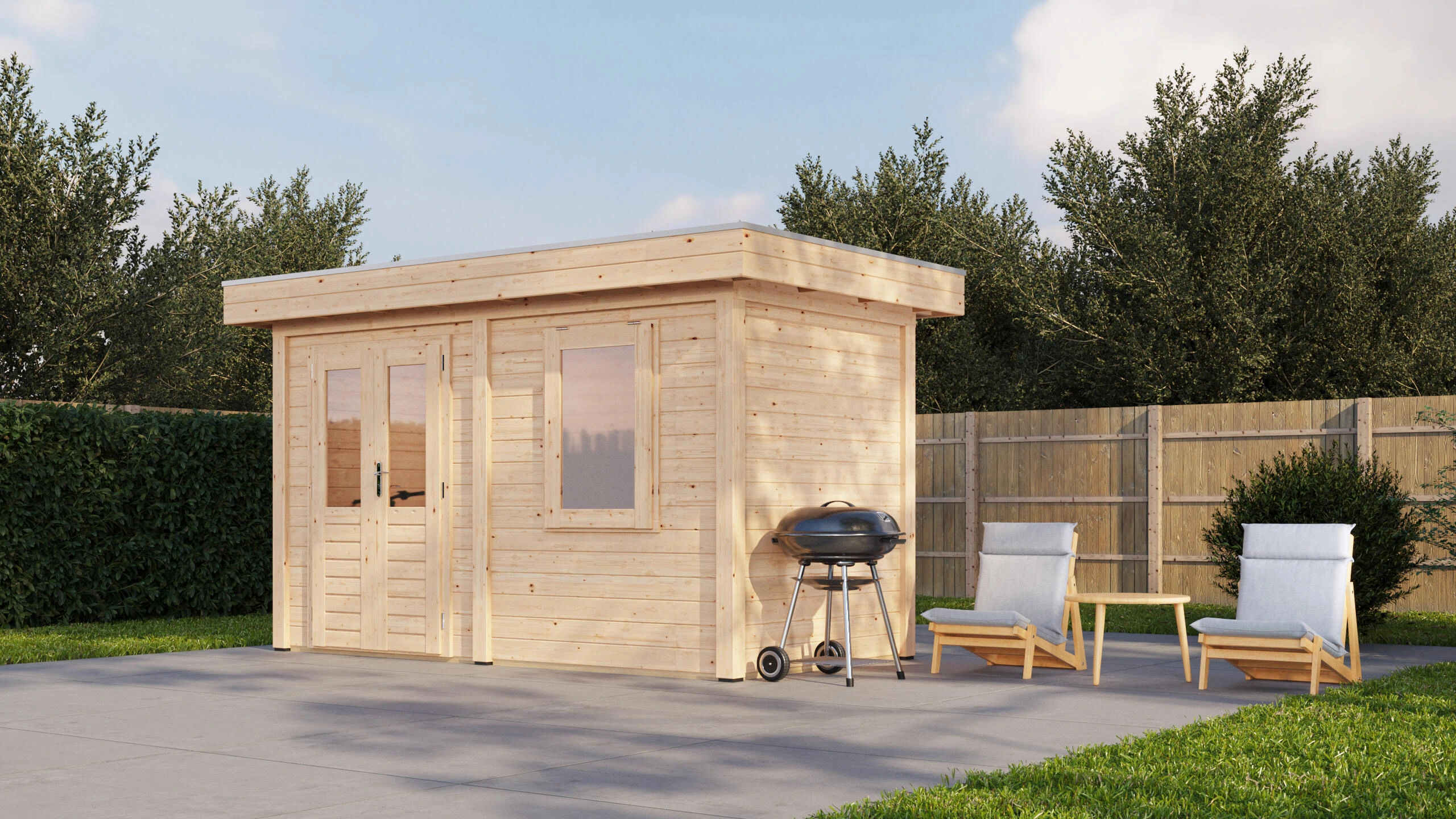 Lugarde Select Modern Gartenhaus 28mm Freiburg 388x250cm - Unbehandelt