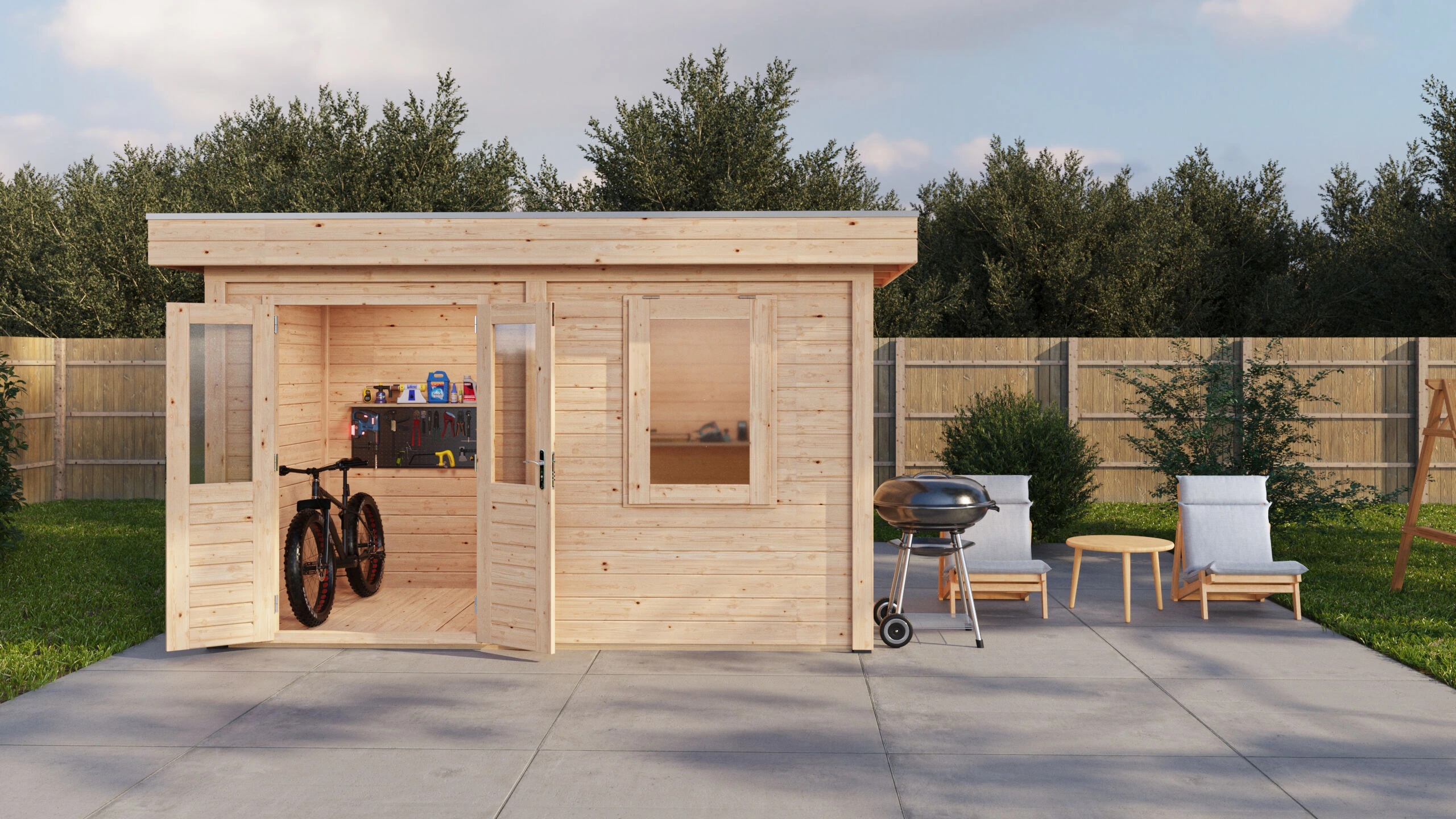 Lugarde Select Modern Gartenhaus 28mm Freiburg 388x250cm - Unbehandelt