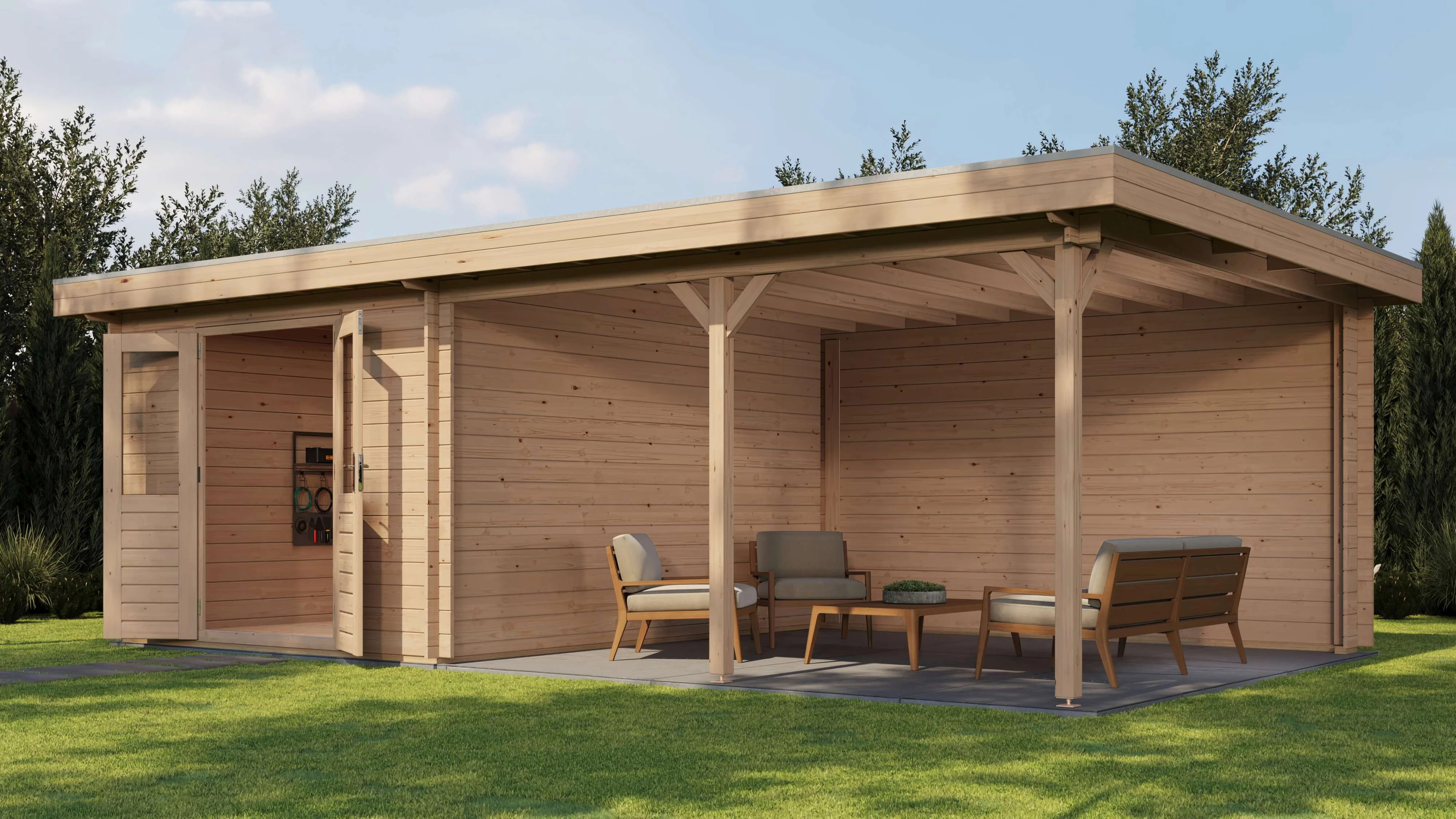 Lugarde Select Blockhaus Bitterfeld mit Vordach 300x400cm + 400cm -