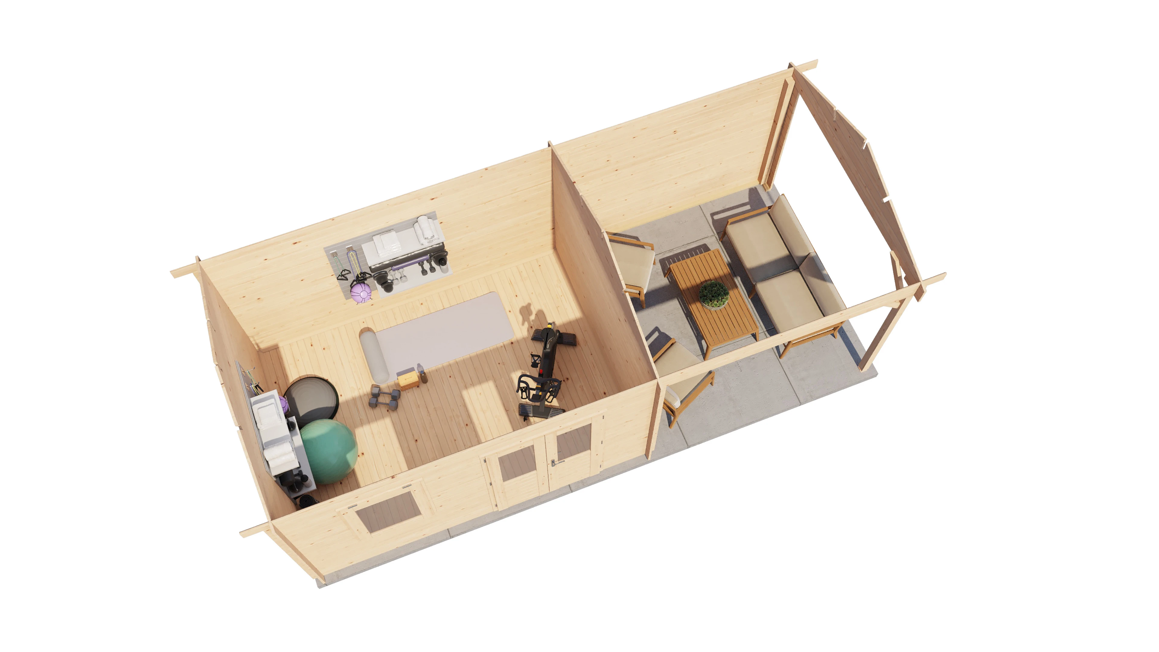 Lugarde Select Blockhaus Gotha mit Vordach 400x300cm + 300cm -