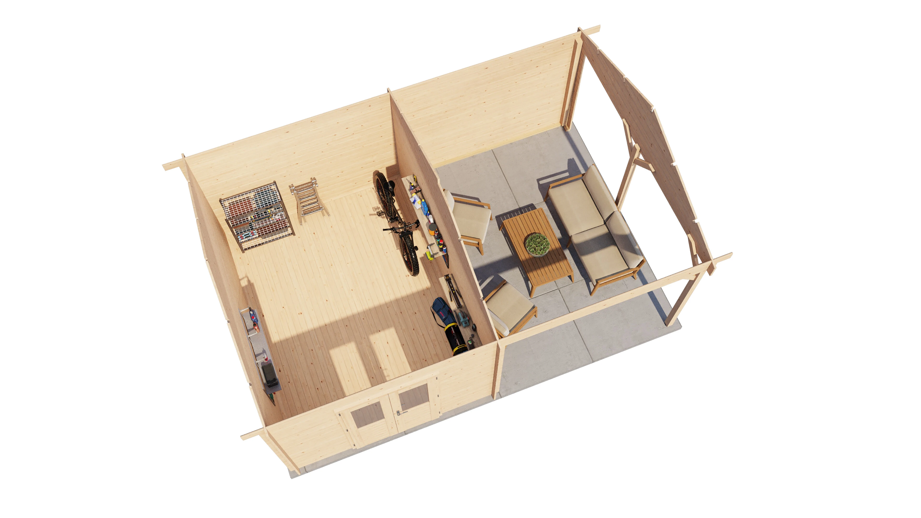 Lugarde Select Blockhaus Garmisch-Partenkirchen mit Vordach 300x400cm + 300cm -