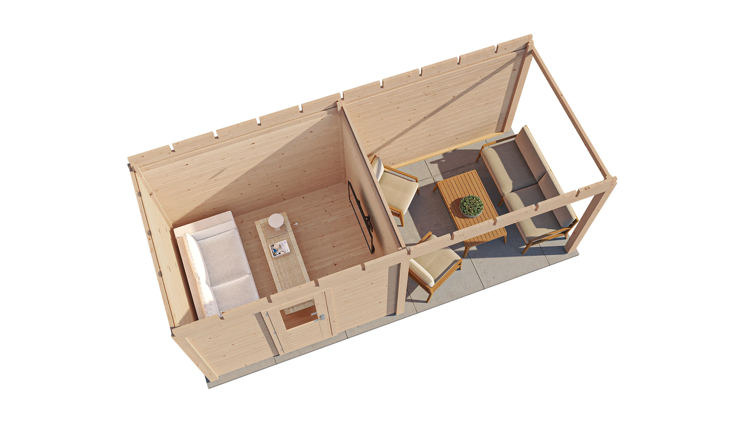 Lugarde Select Modern Gartenhaus 28mm mit Vordach Nürnberg 300x250cm + 300cm - Unbehandelt