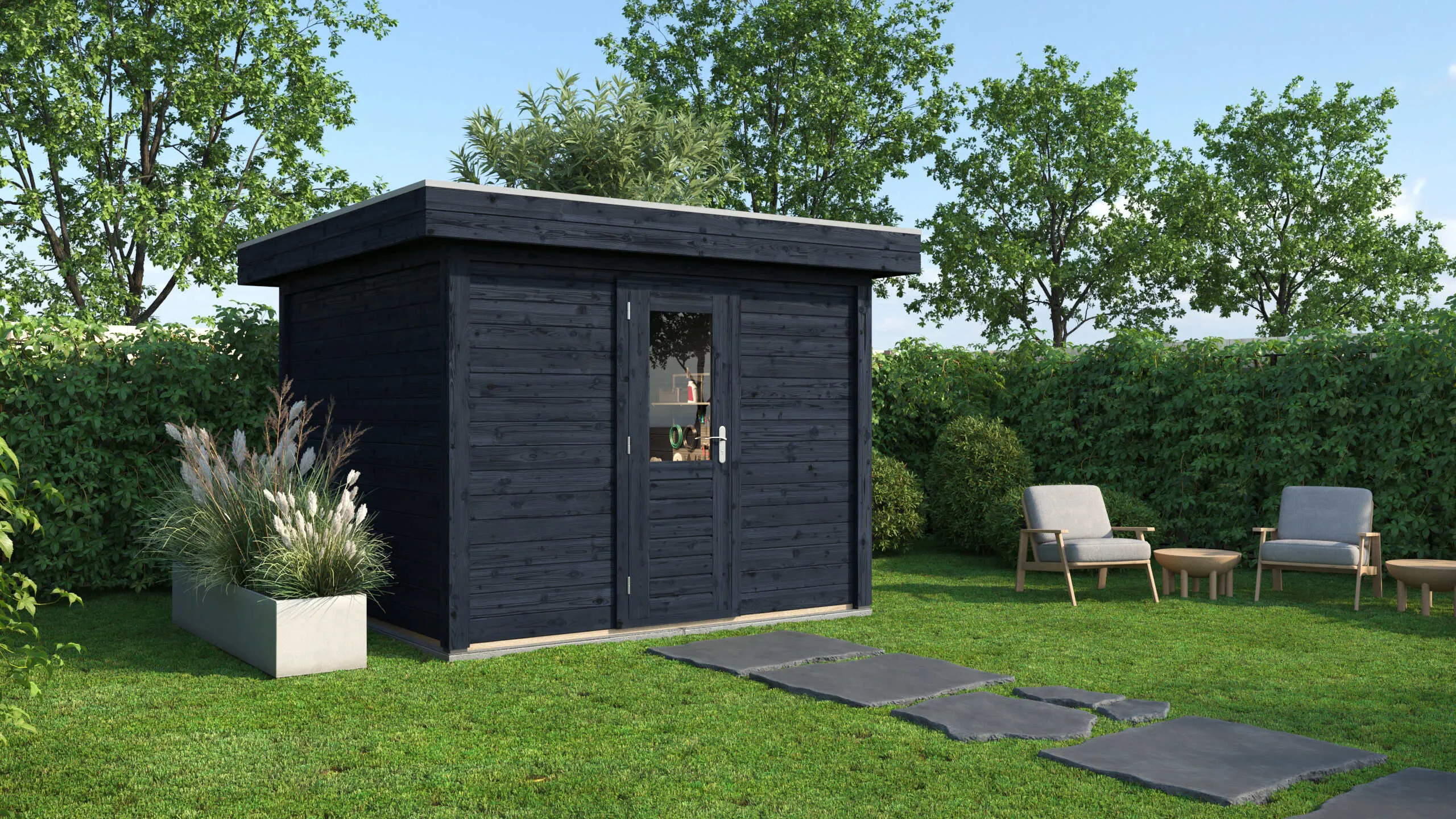 Lugarde Select Modern gartenhaus Bochum 300x300cm - Schwarzes Öl