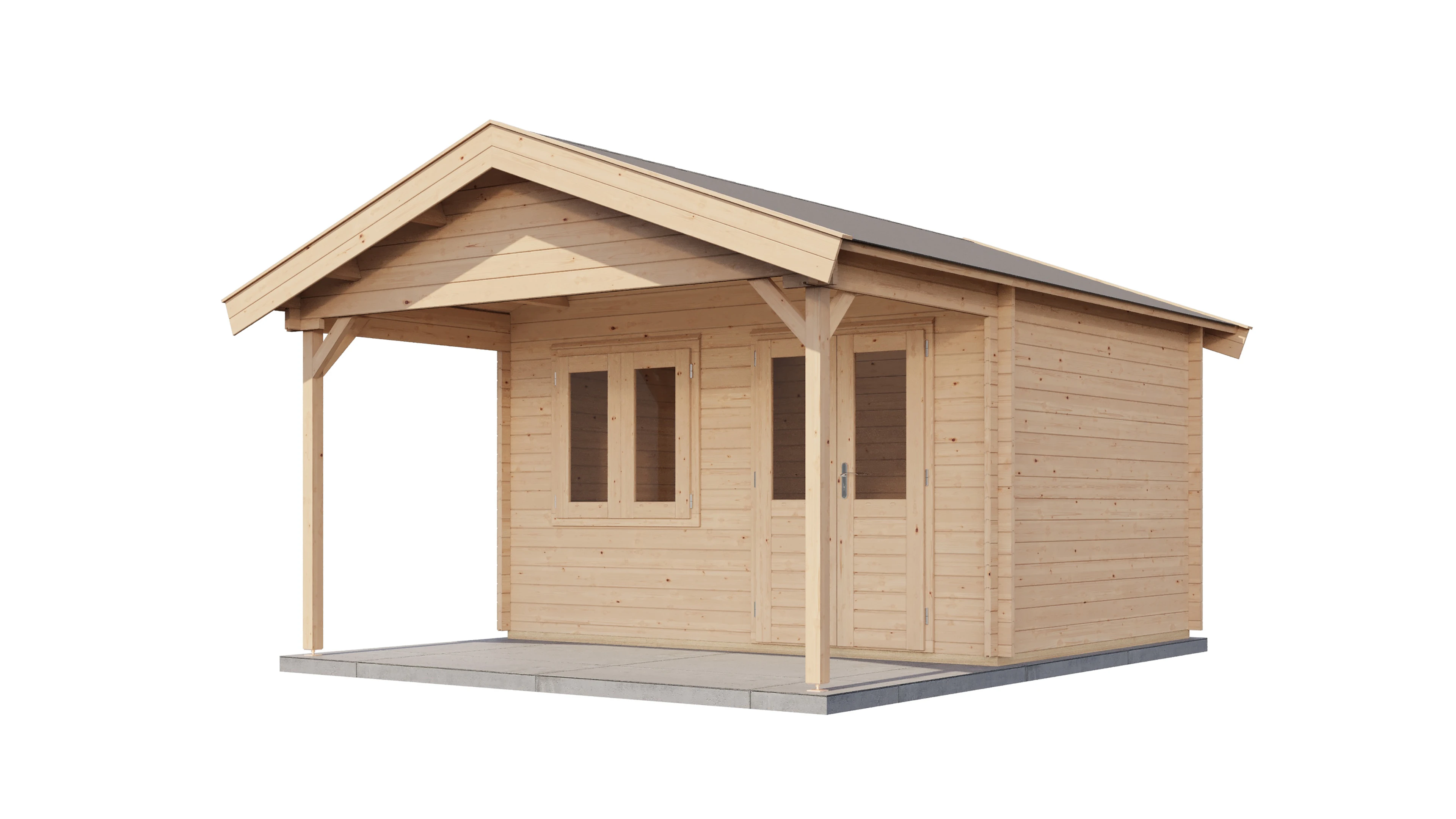 Lugarde Select Blockhaus Heilbronn mit Vordach 400x300cm + 200cm -
