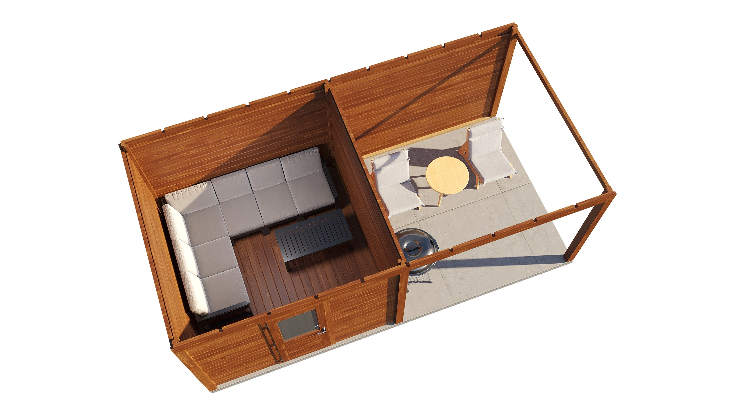 Lugarde Select Modern gartenhaus mit vordach Bonn 300x300cm + 300cm - Braunes Öl