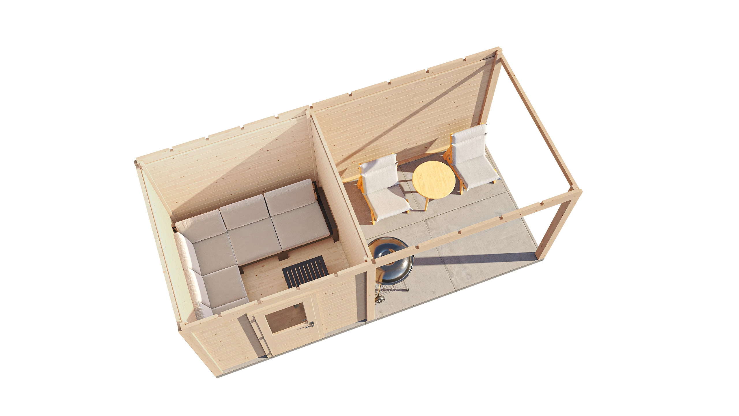 Lugarde Select Modern Gartenhaus 28mm mit Vordach Bremen 250x250cm + 300cm - Unbehandelt