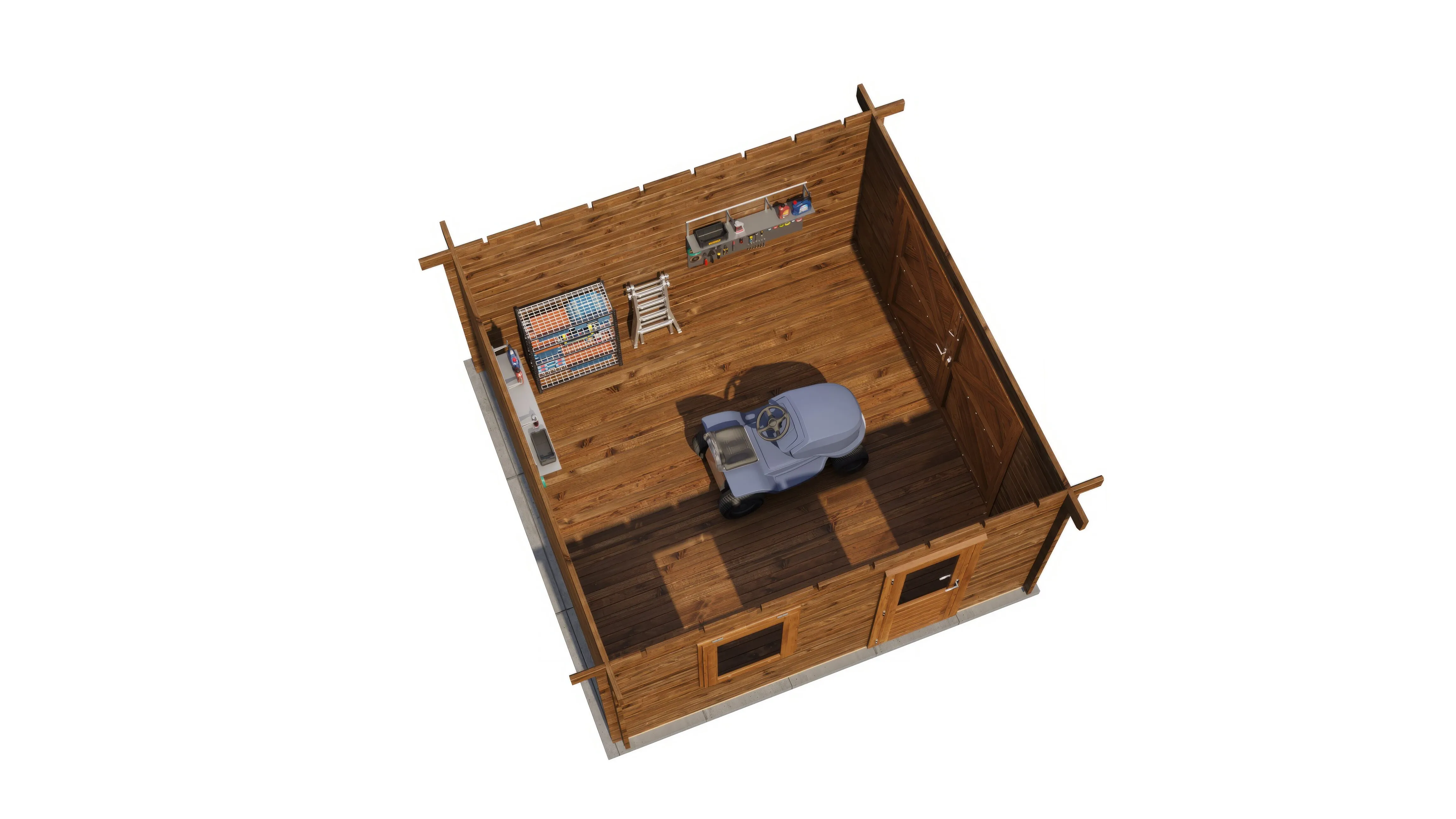 Lugarde Select Blockhaus Hoyerswerda mit Garagentor 400x400cm - Kesseldruck Braun