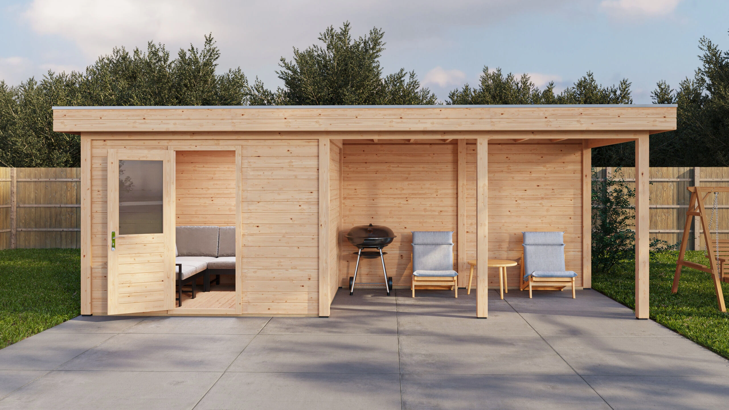 Lugarde Select Modern Gartenhaus 28mm Bochum 300x300cm - Unbehandelt