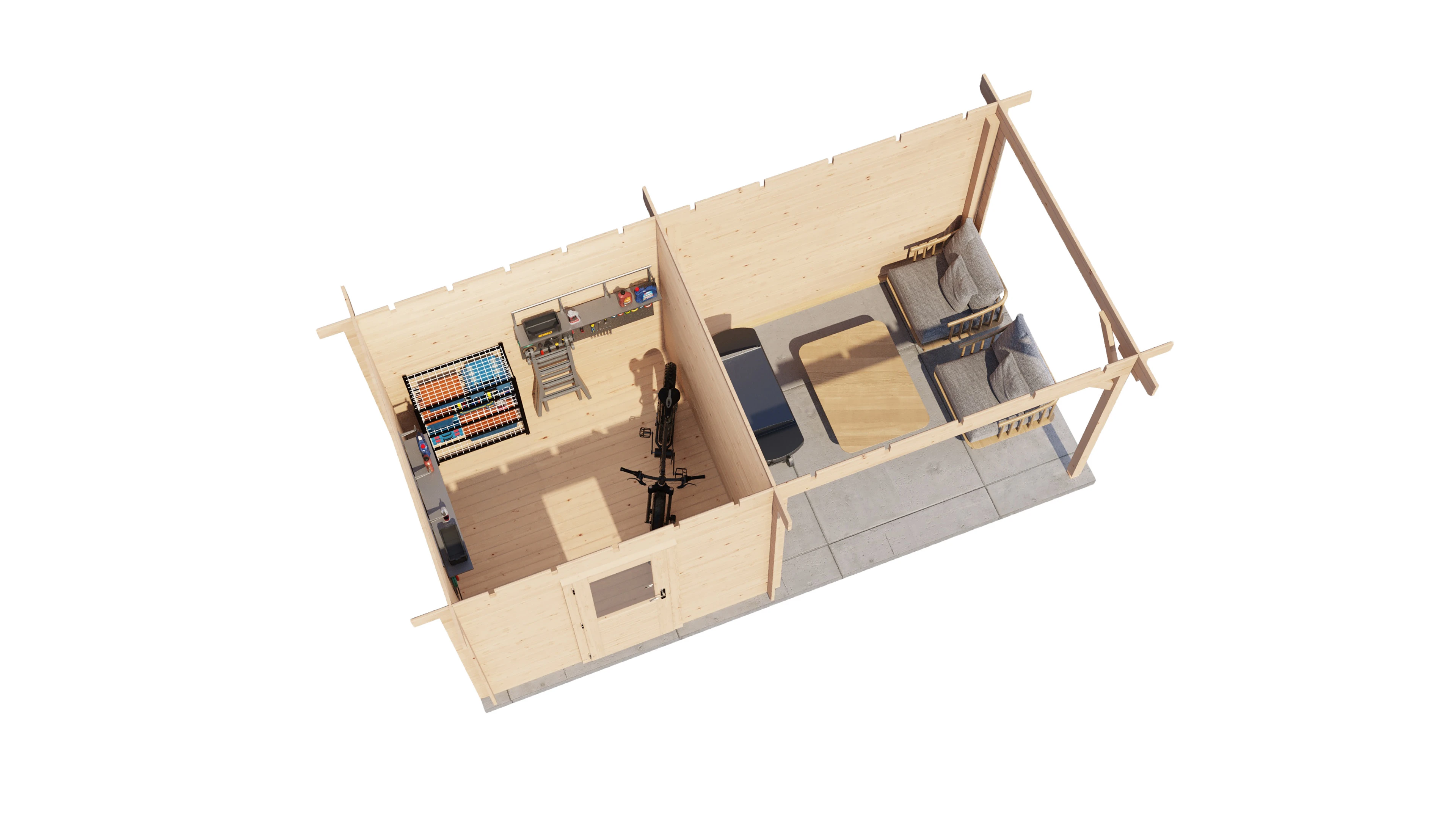 Lugarde Select Blockhaus Amberg mit Vordach 250x250cm + 300cm -