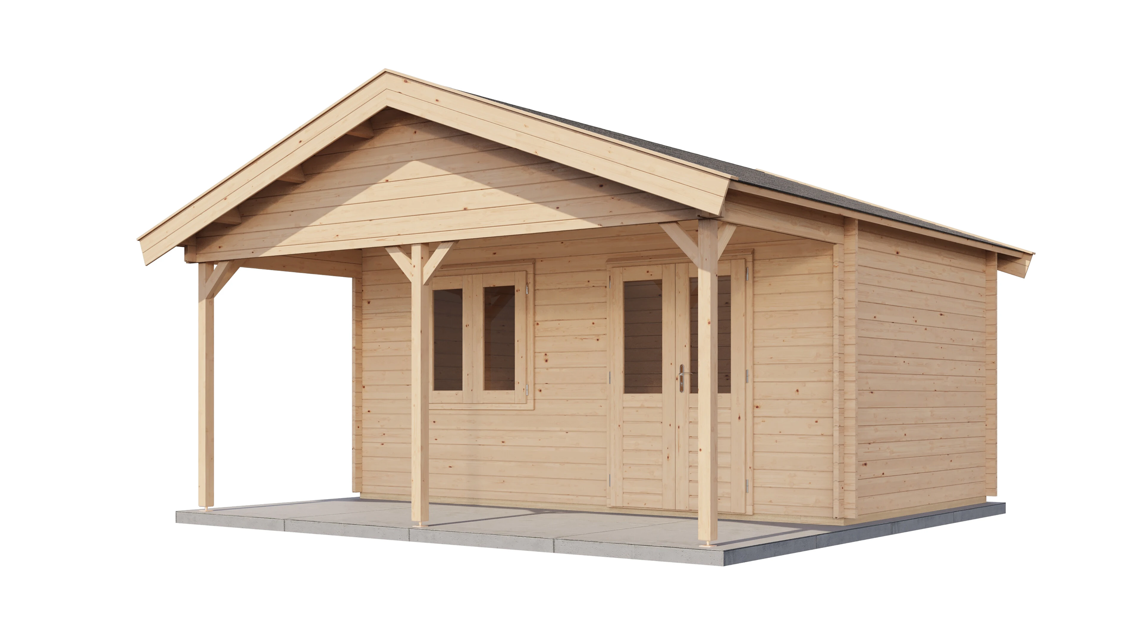 Lugarde Select Blockhaus Hildesheim mit Vordach 500x300cm + 200cm -
