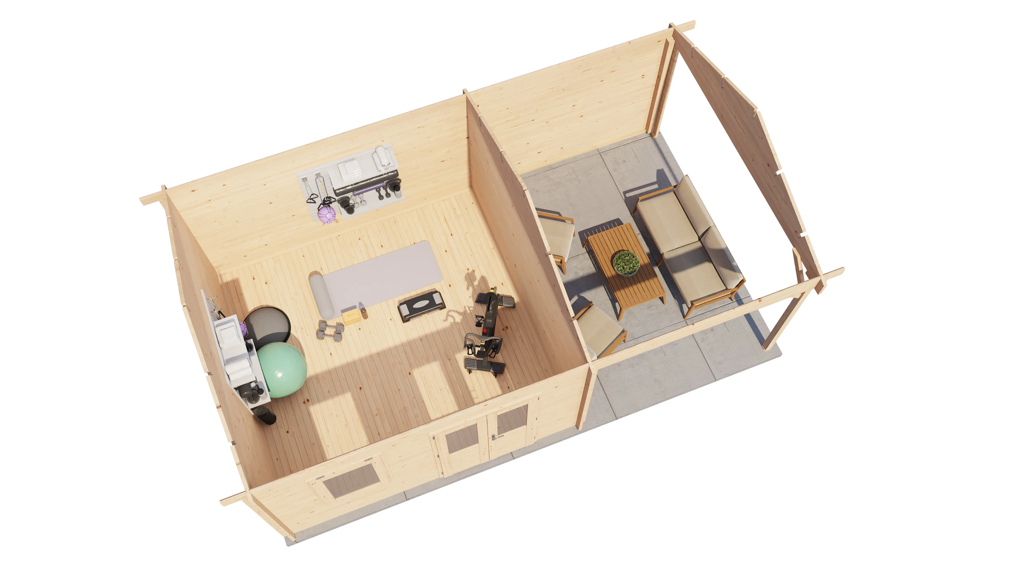 Lugarde Select Blockhaus Hagenow mit Vordach 400x400cm + 300cm -