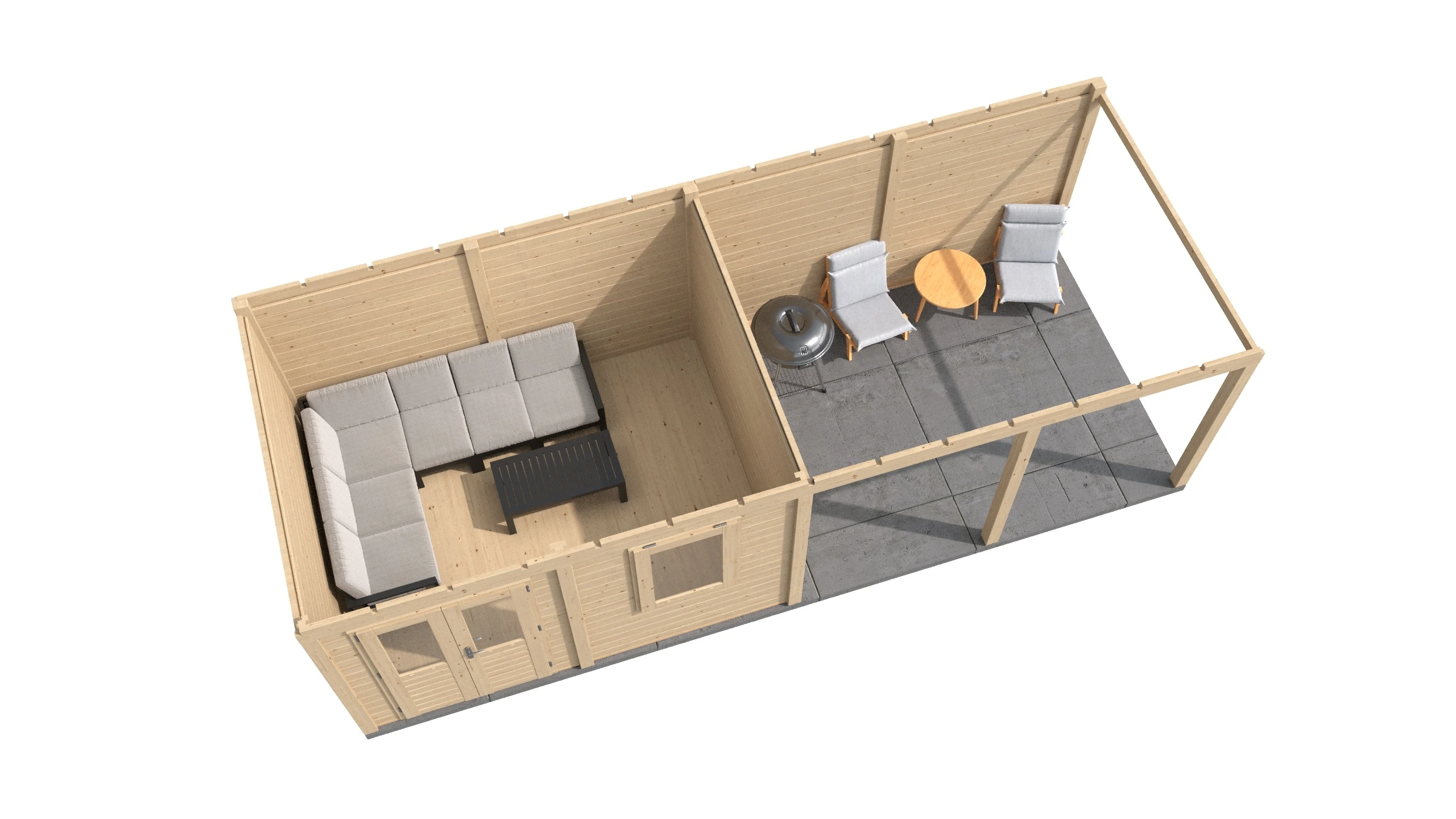 Lugarde Select Modern gartenhaus mit vordach Oldenburg 388x300cm + 400cm - Schwarzes Öl