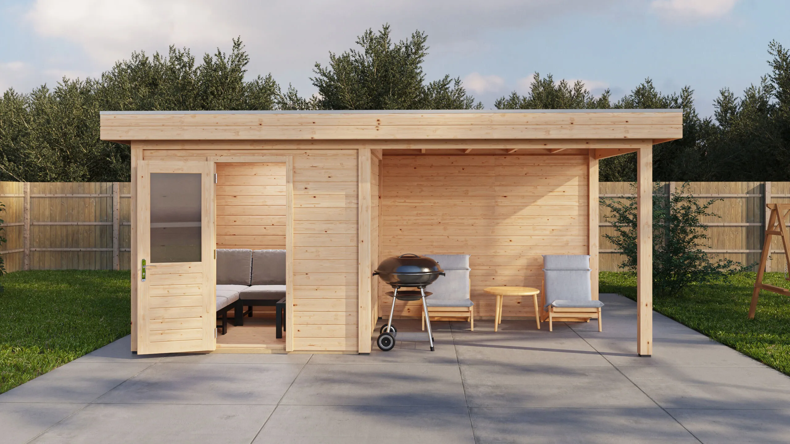 Lugarde Select Modern gartenhaus mit vordach Bremen 250x250cm + 300cm -