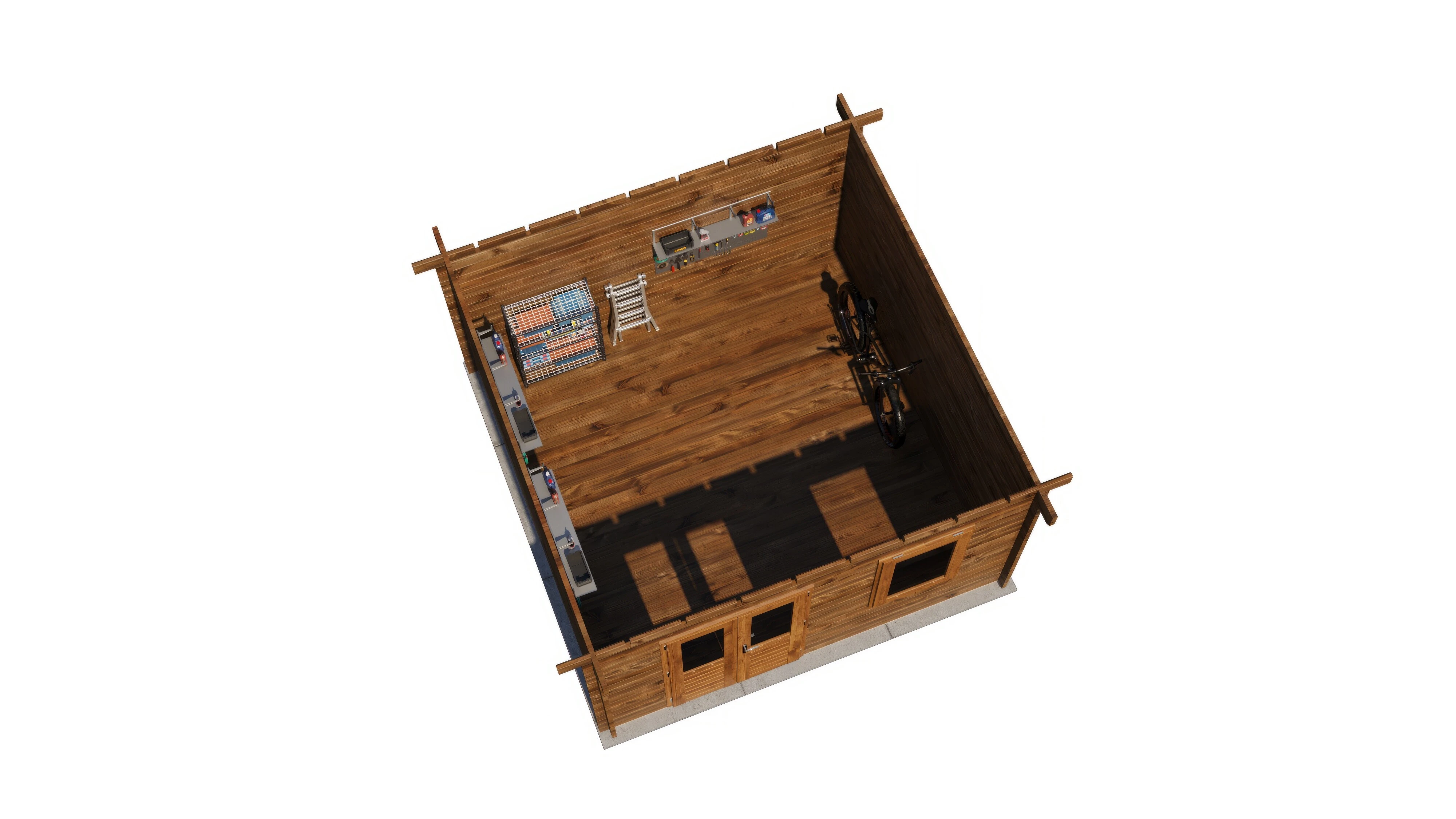 Lugarde Select Blockhaus Hoyerswerda mit Garagentor 400x400cm - Kesseldruck Braun