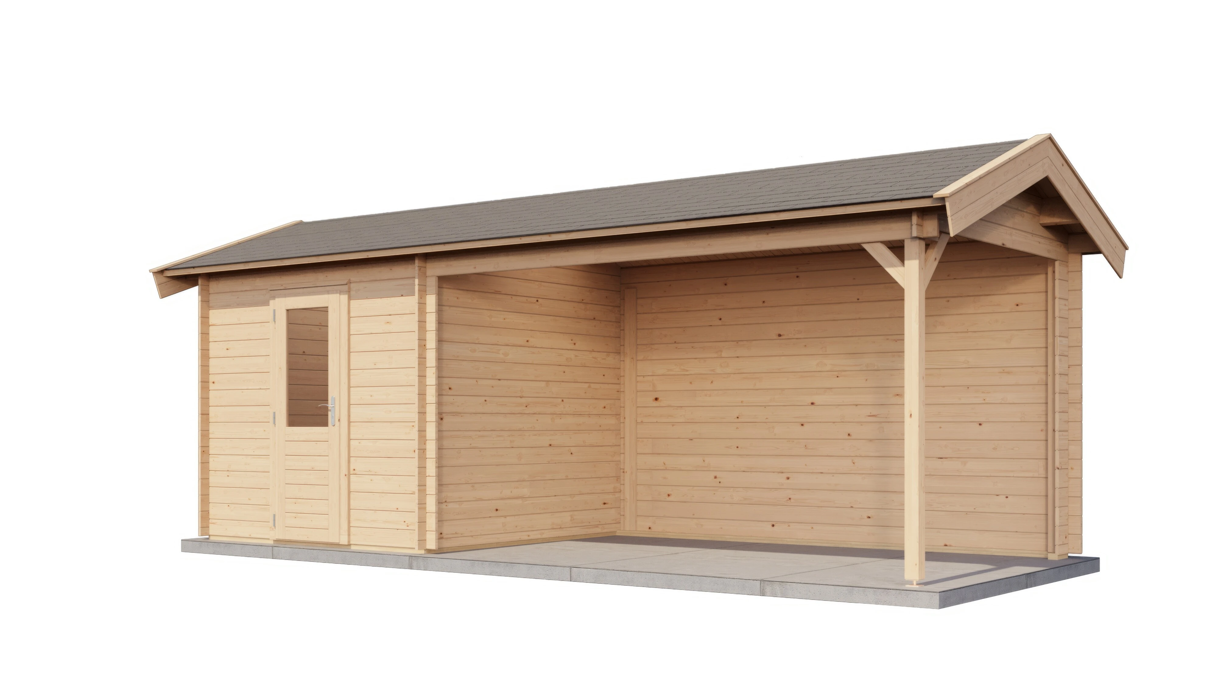 Lugarde Select Blockhaus Erlangen mit Vordach 250x250cm + 400cm -